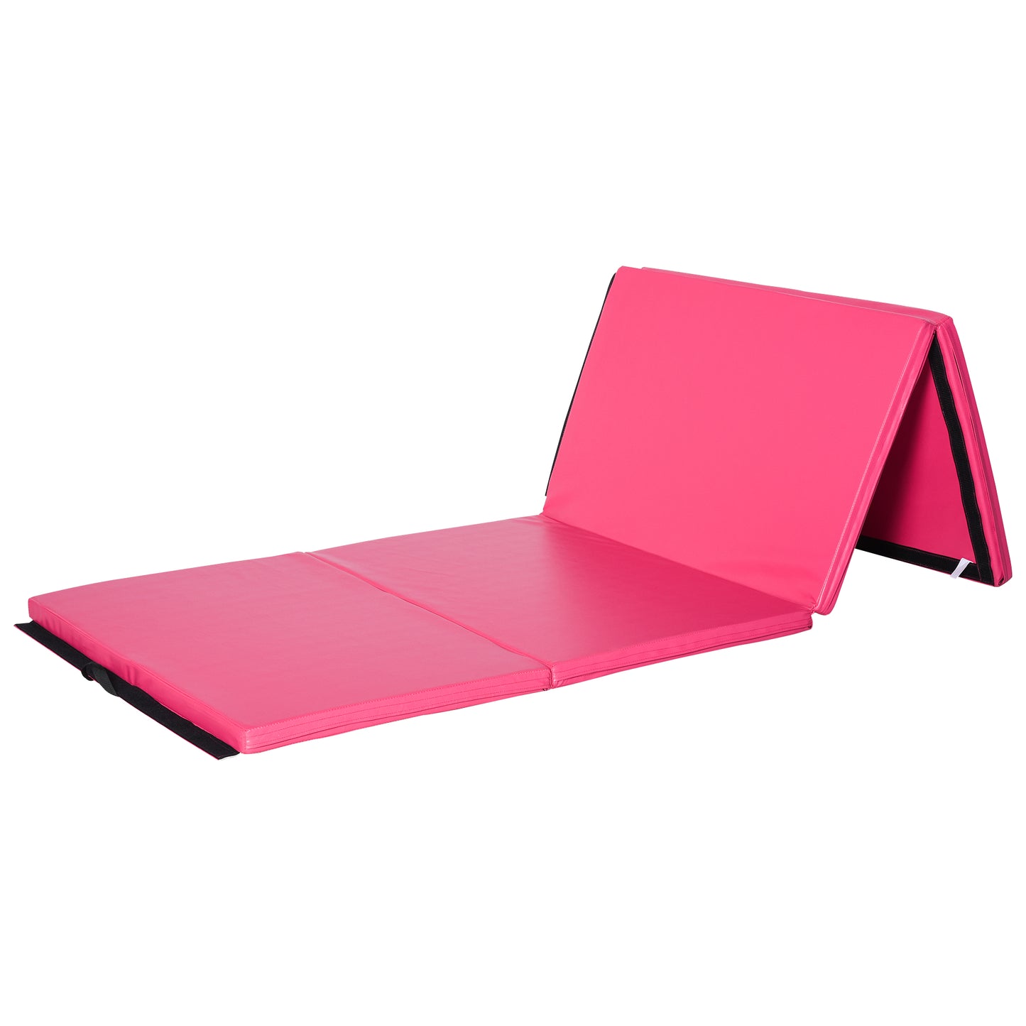 Soozier 4'x10'x2'' Folding Gymnastics Tumbling Mat, Exercise Mat with Carrying Handles for Yoga, MMA, Martial Arts, Stretching, Core Workouts, Pink