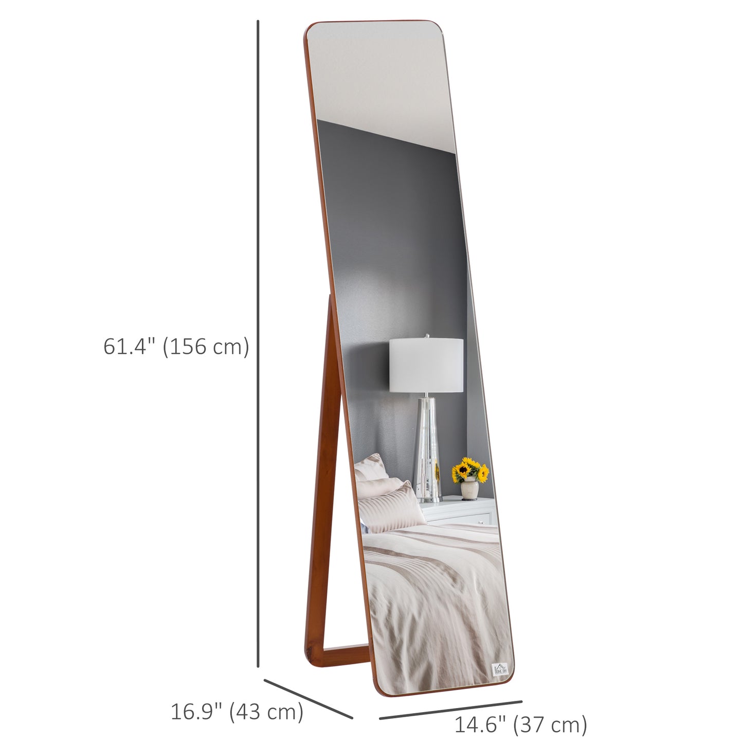 HOMCOM Full Length Mirror for Bedroom, Free Standing Dressing Mirror, Wall Mirror with Wood Frame, 15" x 61", Black