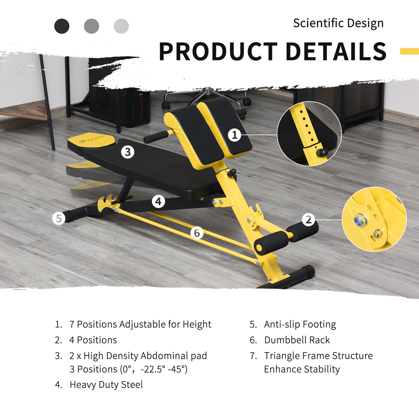 Soozier Adjustable Weight Bench Roman Chair Exercise Training Multi-Functional Hyper Extension Bench Dumbbell Bench Ab Sit up Decline Flat Black and Red
