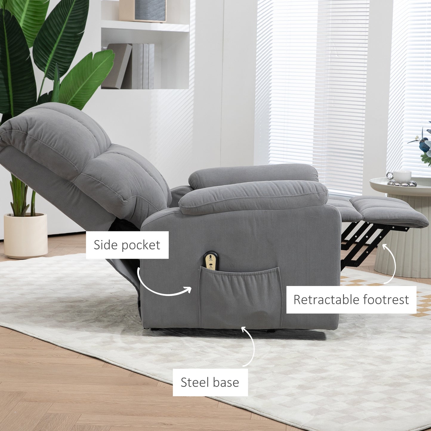 HOMCOM Lift Chair for Seniors, Microfibre Upholstered Electric Recliner Chair with Remote, Quick Assembly, Grey