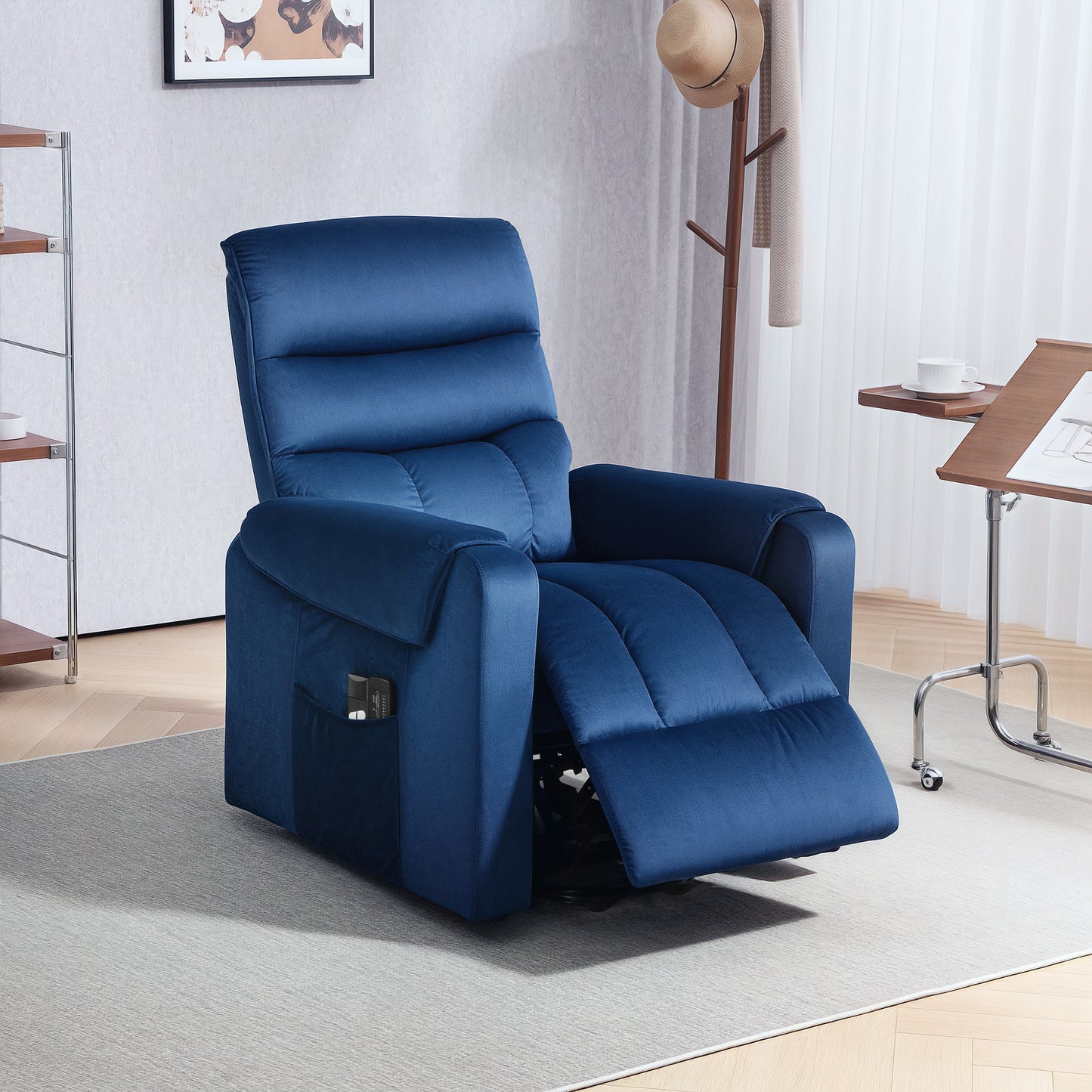 HOMCOM Lift Chair for Elderly, Massage Recliner Chair with 8 Vibration Points, Footrest, Remote Control, Side Pockets, Black