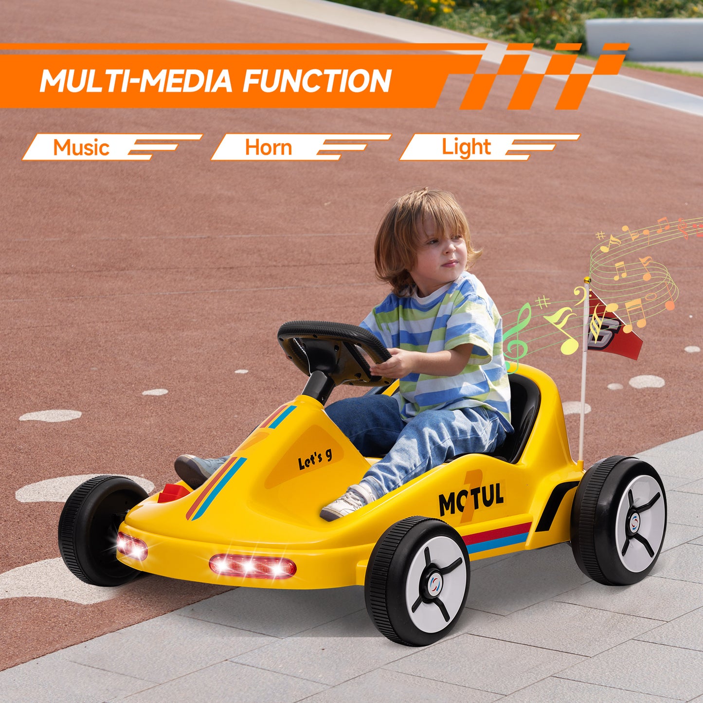 Qaba 6V Electric Go Kart for Aged 3-5 Kids with Music, Light, Horn, Blue