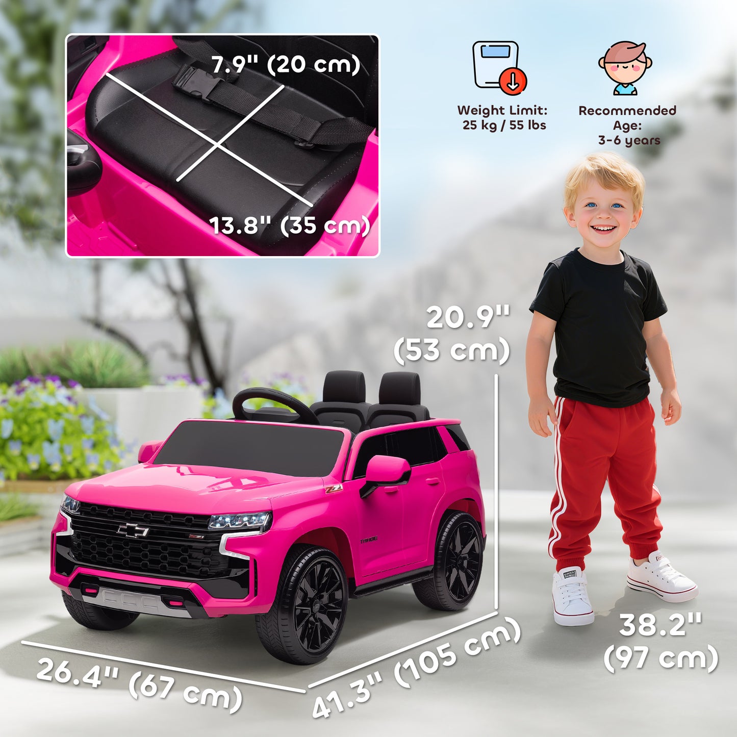 Aosom Licensed Chevrolet Tahoe Kids Ride on Car, 12V 7AH Toddler Electric Car with Parent Remote Control, 3 Speeds, Spring Suspension, LED Light, Horn, Music, Black