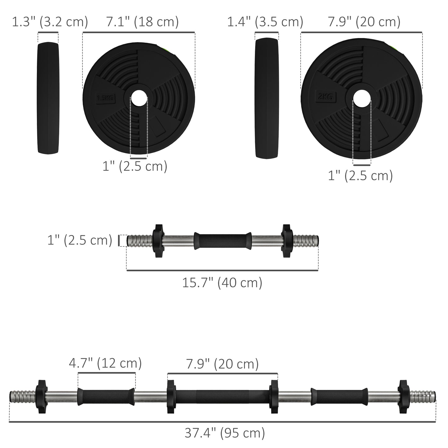 Soozier 55LBS 2-in-1 Adjustable Barbell & Dumbbells Set, Weights Set with Non-slip Handles for Men and Women Home Gym Training