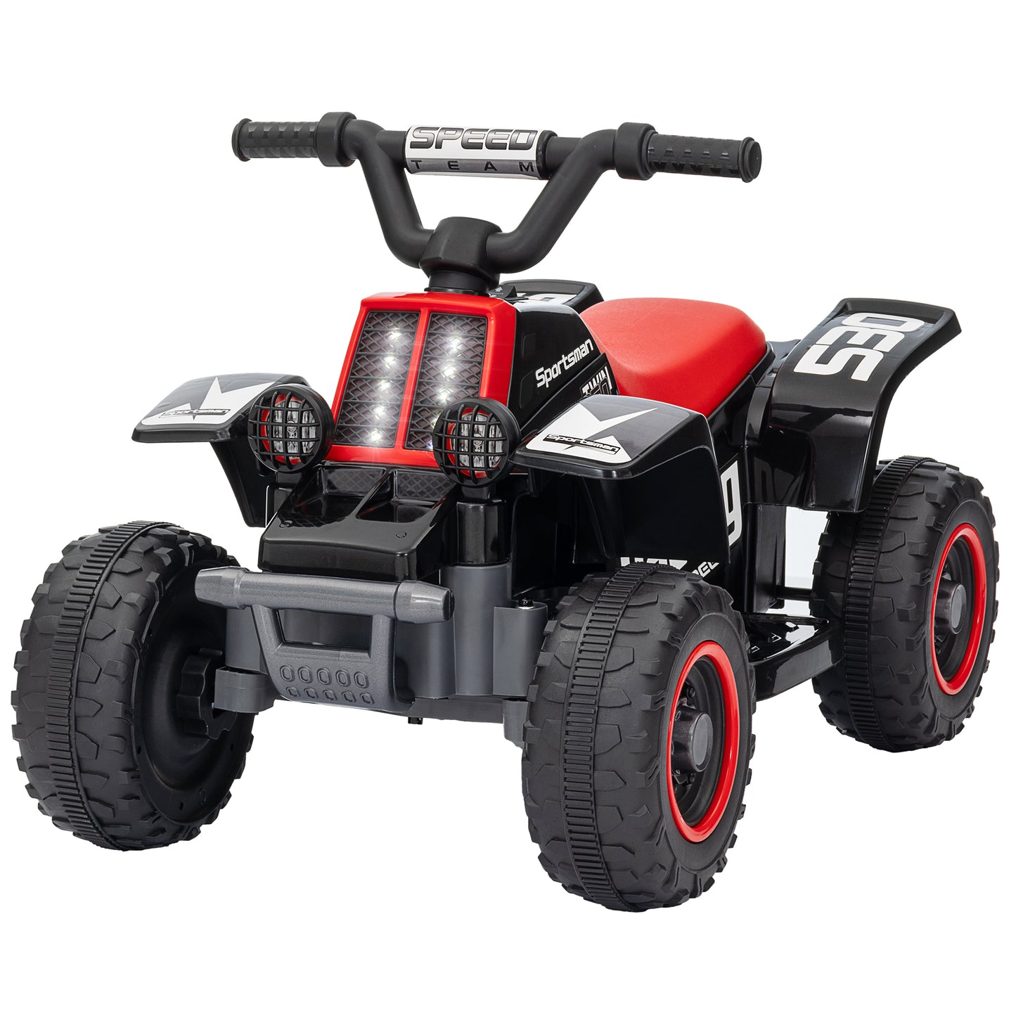 Qaba 6V Kids ATV Quad, 4 Wheeler Battery Powered Electric Ride on Car w/ Lights, Forward Backward, White