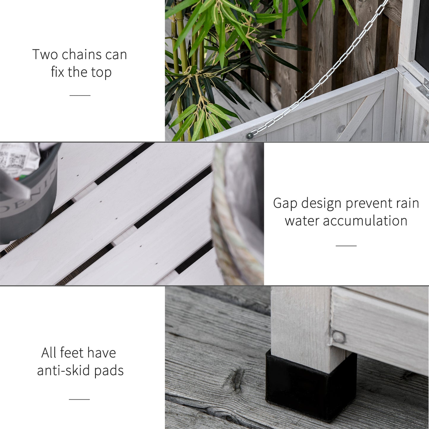 Outsunny 75 Gallon Wooden Storage Box patio Deck Box Bench, Garden Backyard Outdoor Storage Container with Aerating Gap & Weather-Fighting Finish, White