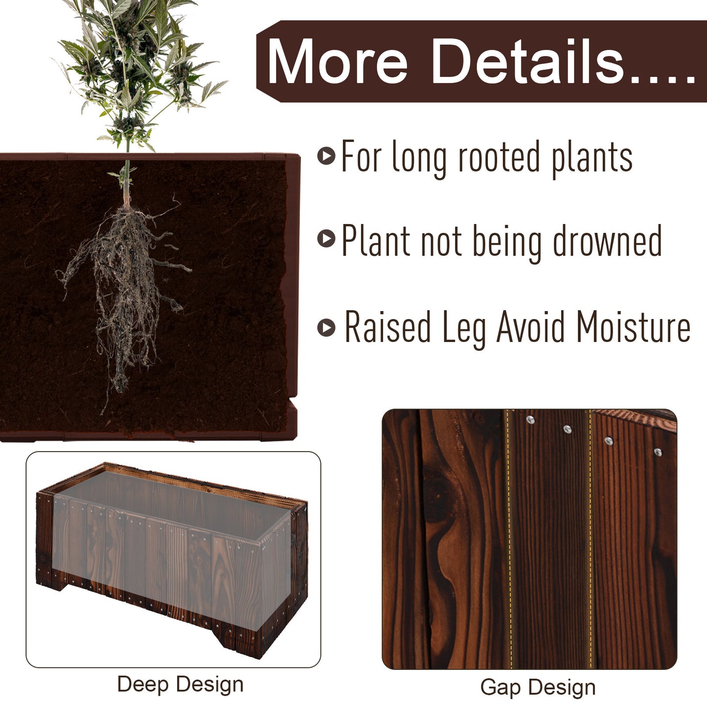 Outsunny 40" x 16" x 12" Wooden Raised Garden Bed, Raised Planter Box, Planter Raised Bed with Drainage Holes, Natural