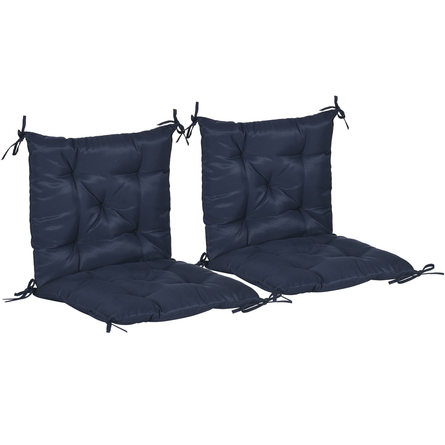 Outsunny Patio Chair Cushions Set of 2, 39" x 20" x 3" Outdoor Tufted Cushion Set with Ties for Indoor Outdoor Garden Furniture, Dark Grey