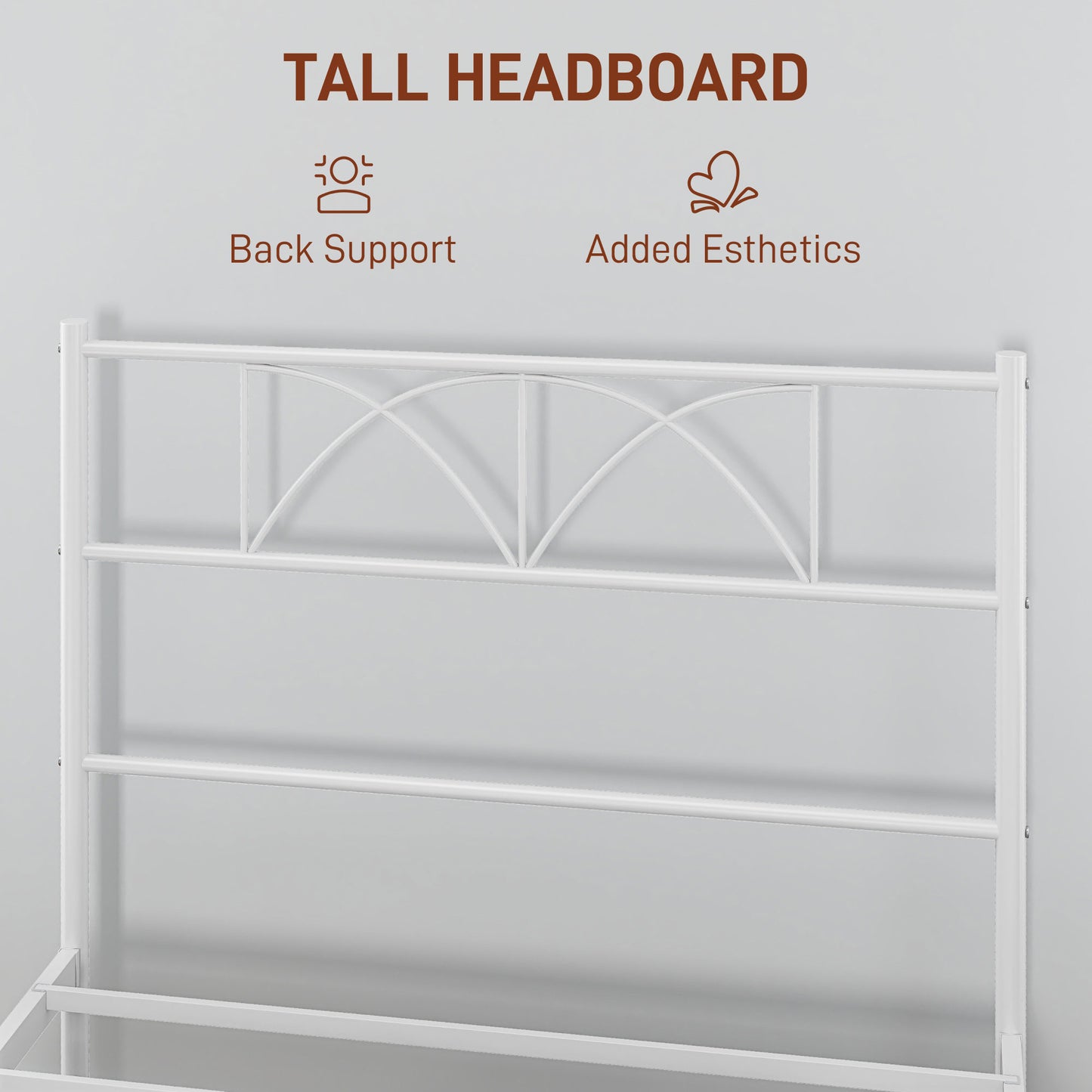 HOMCOM Metal Full Platform Bed Frame with Headboard, Steel Slat Support, Underbed Storage, No Box Spring Needed, Easy Assembly