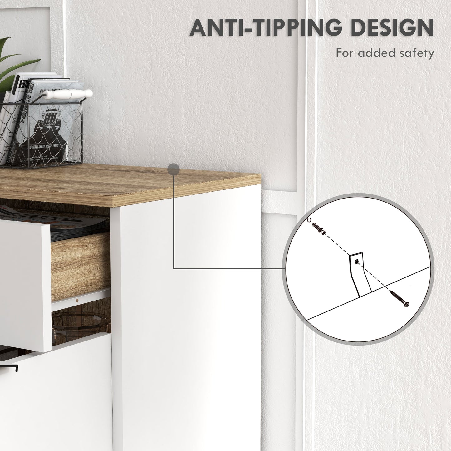HOMCOM Modern Sideboard Cabinet, Freestanding Sideboards and Buffets with 2 Doors, Drawer and Adjustable Shelves