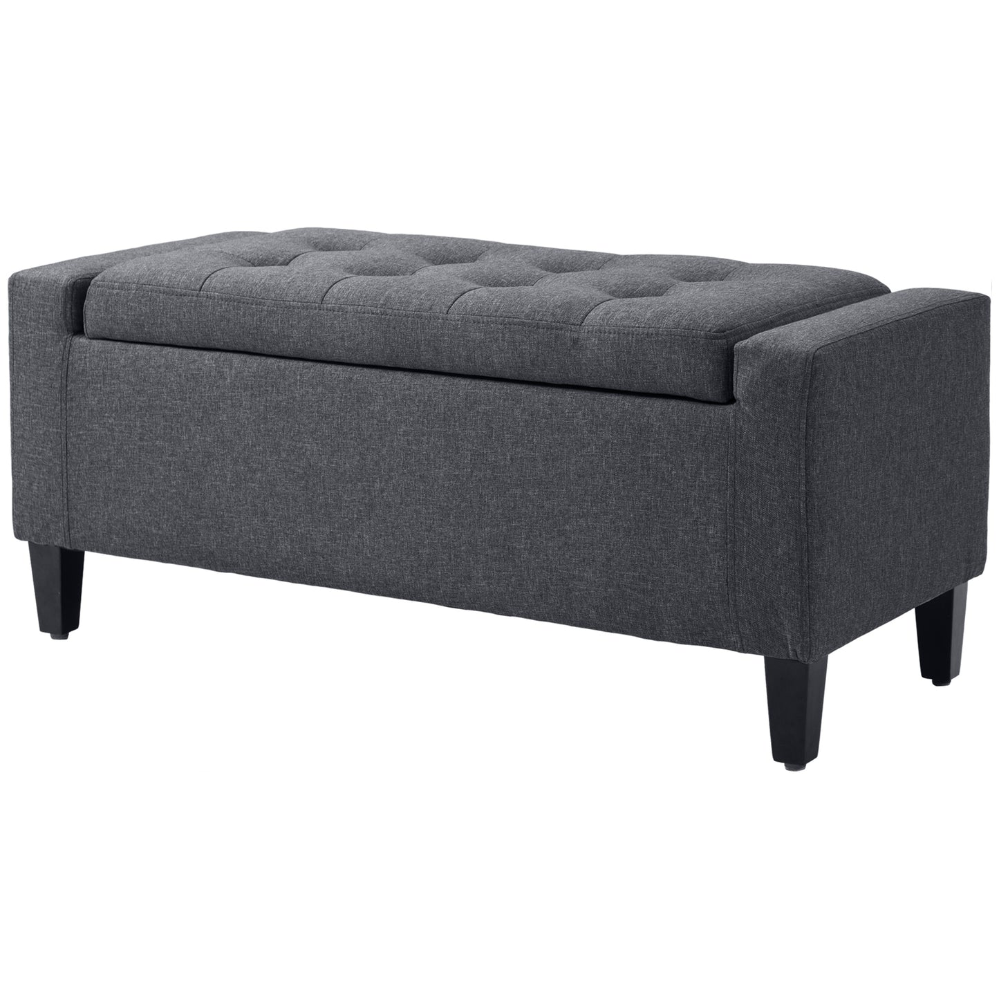 HOMCOM Storage Ottoman Bench Linen-Touch Fabric Tufted Chest Footstool with Flipping Top, Beige
