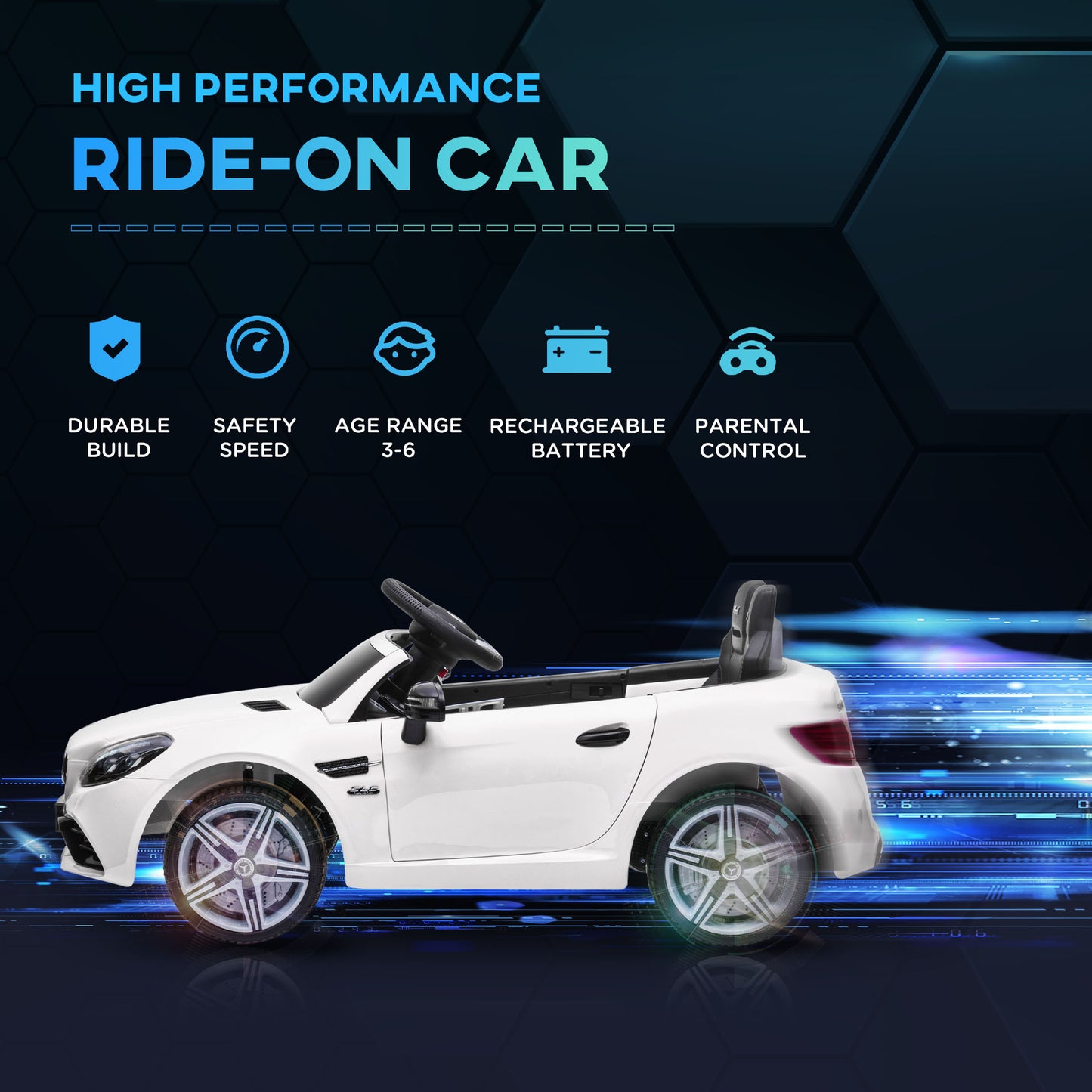 Aosom 12V Ride On Car with Parent Remote Control Two Motors Music Lights Suspension Wheels for 3-6 Years Black