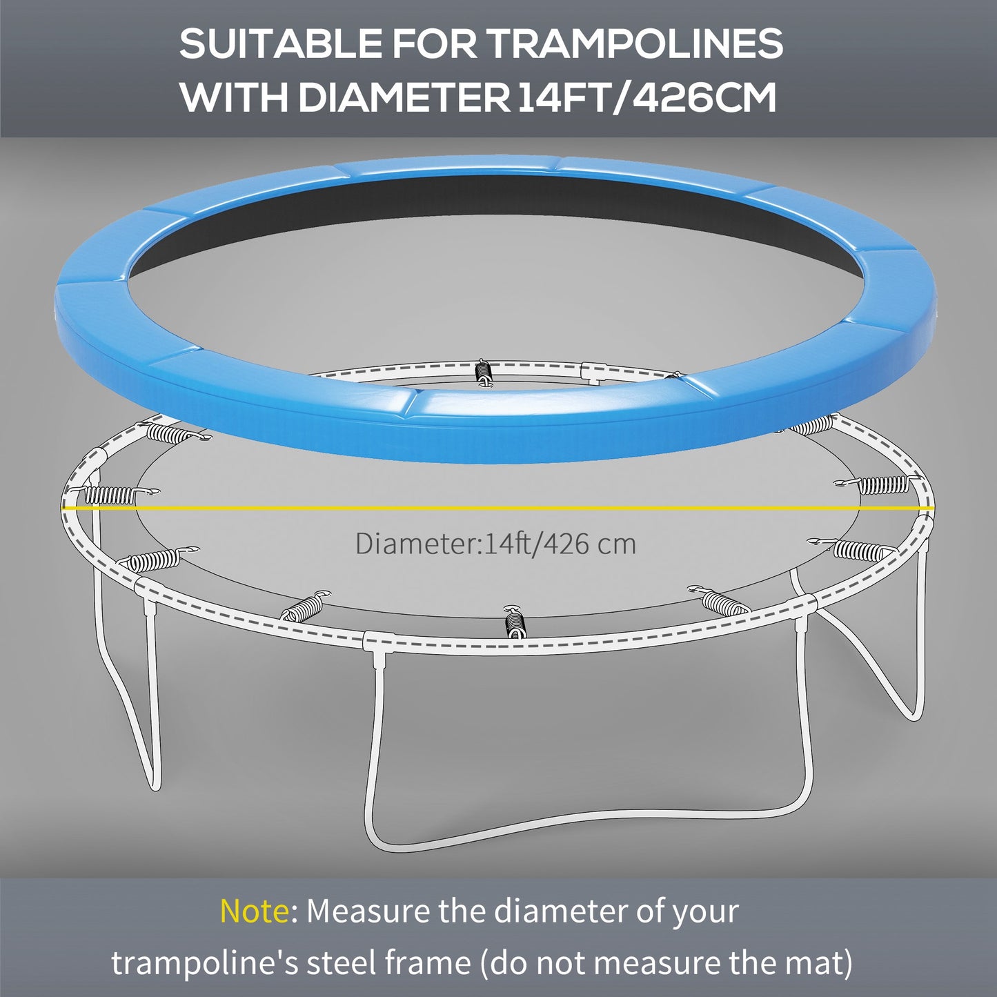 Soozier 14ft Trampoline Replacement Pad Trampolining Replacement Jump Bounce Exercise GYM Pad Only Light Orange