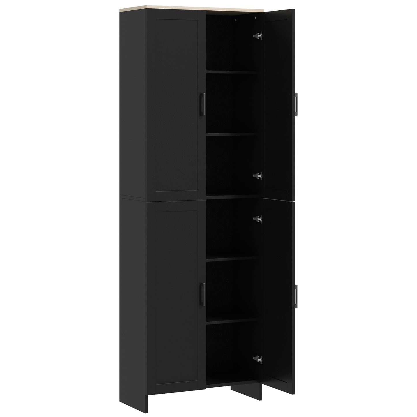 HOMCOM 67" 4-Door Kitchen Pantry Cabinet, Freestanding Storage Cabinet Cupboard with Adjustable Shelves, White