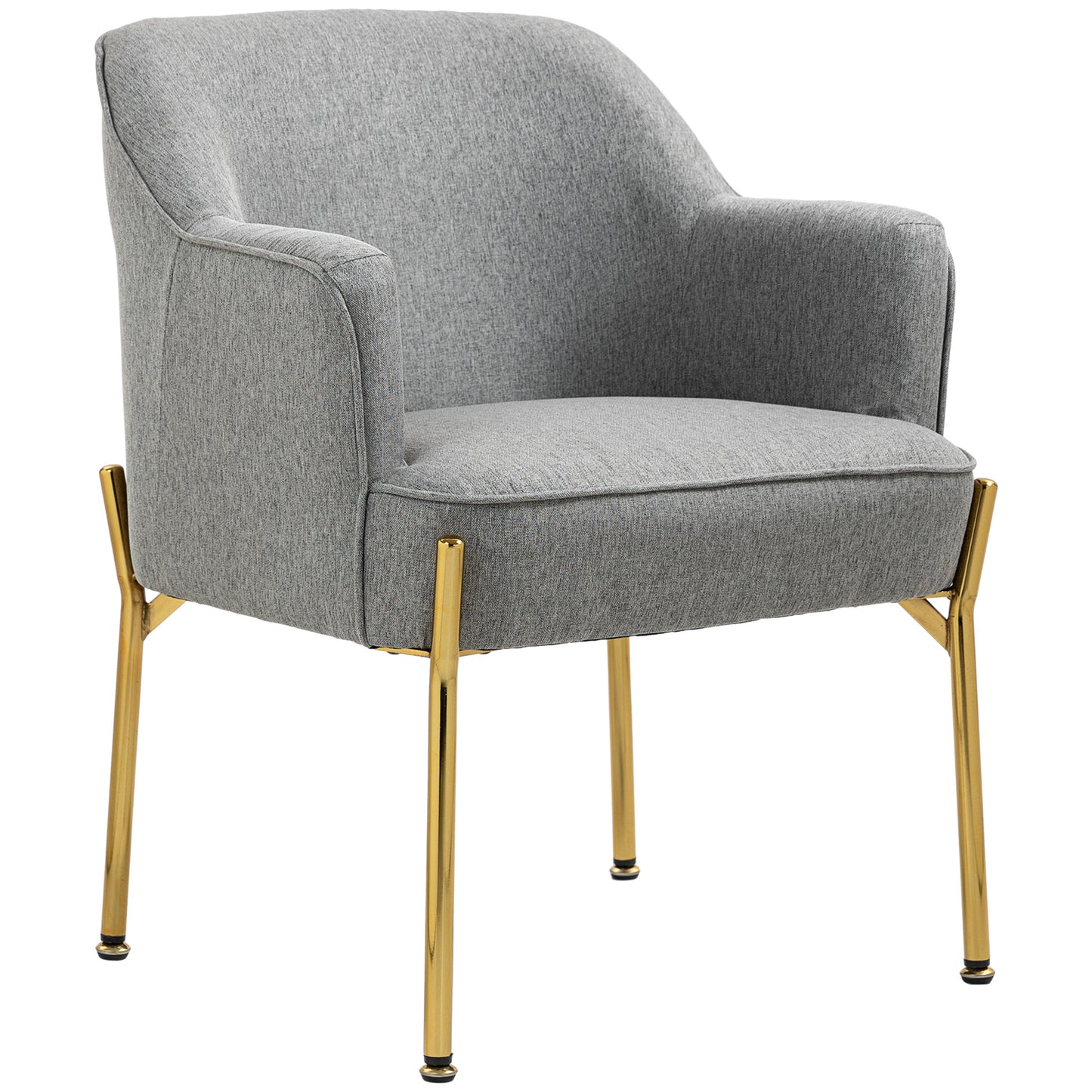 HOMCOM Fabric Armchair, Modern Accent Chair with Metal Legs for Living Room, Bedroom, Home Office, Cream White