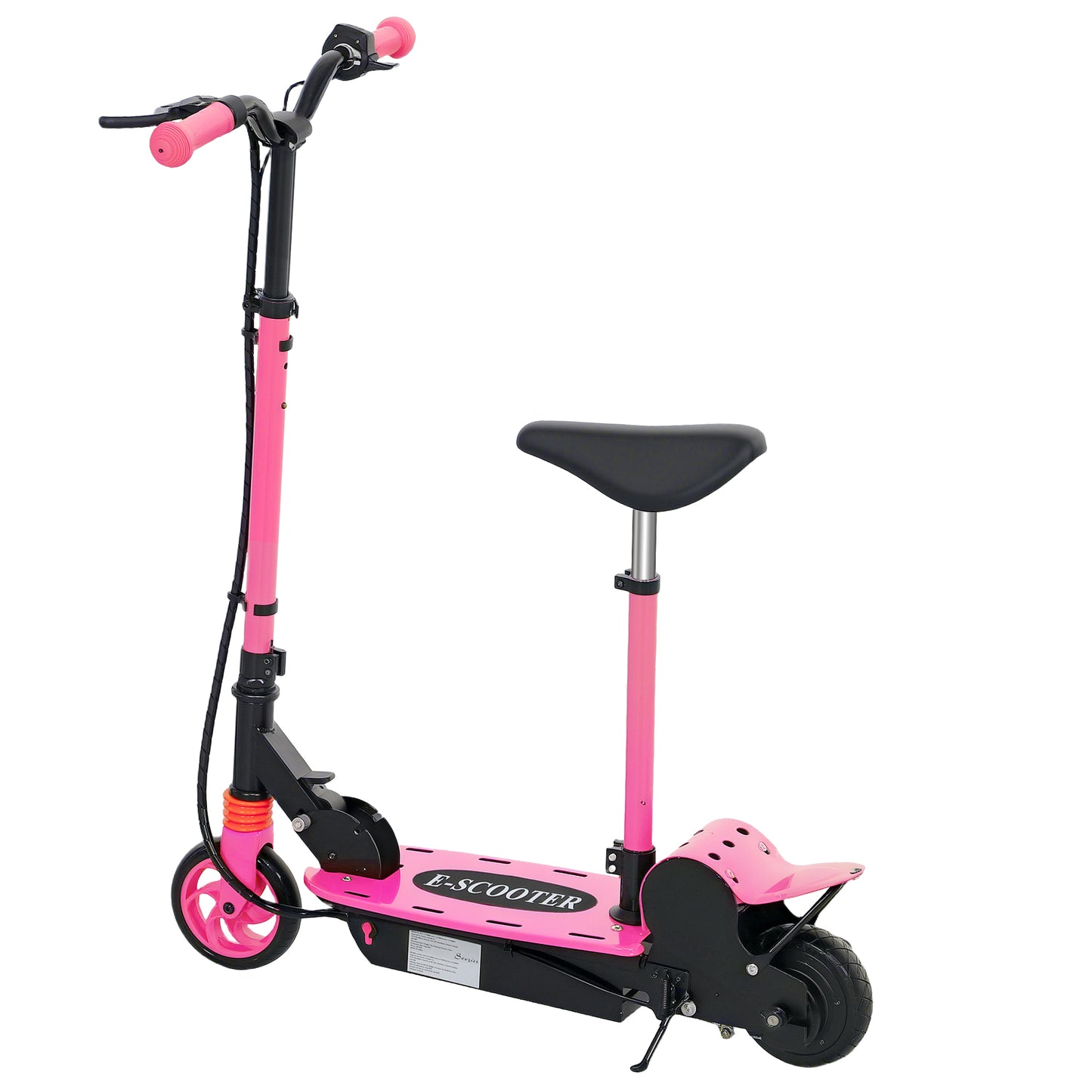 Soozier Foldable Electric Scooter for Kids Ages 6-14, with Seat and 2 Adjustable Heights, Max 6km Range & 12km/h, Orange