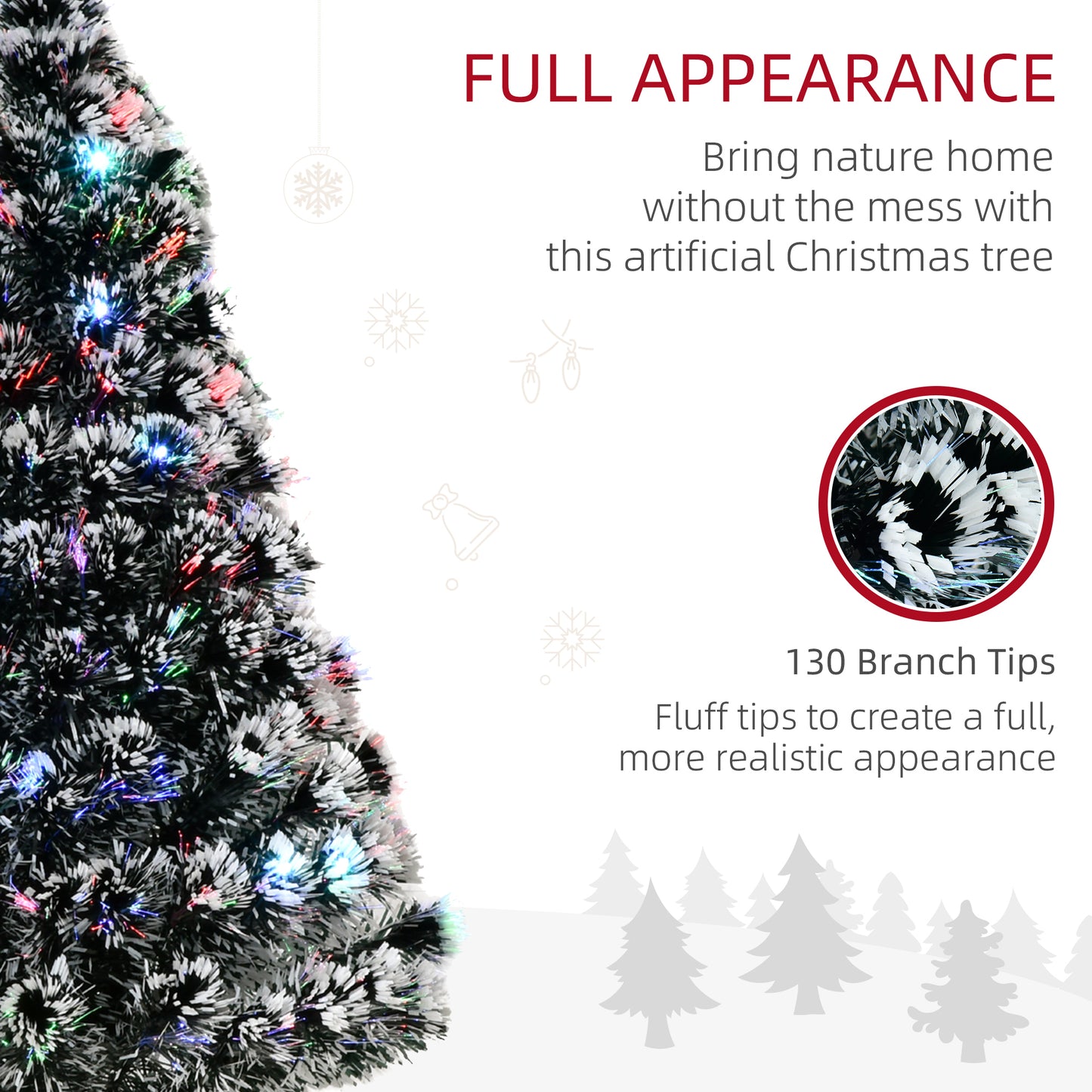 HOMCOM 4ft Pre-Lit LED Optical Fiber Christmas Tree Artificial Seasonal Decor