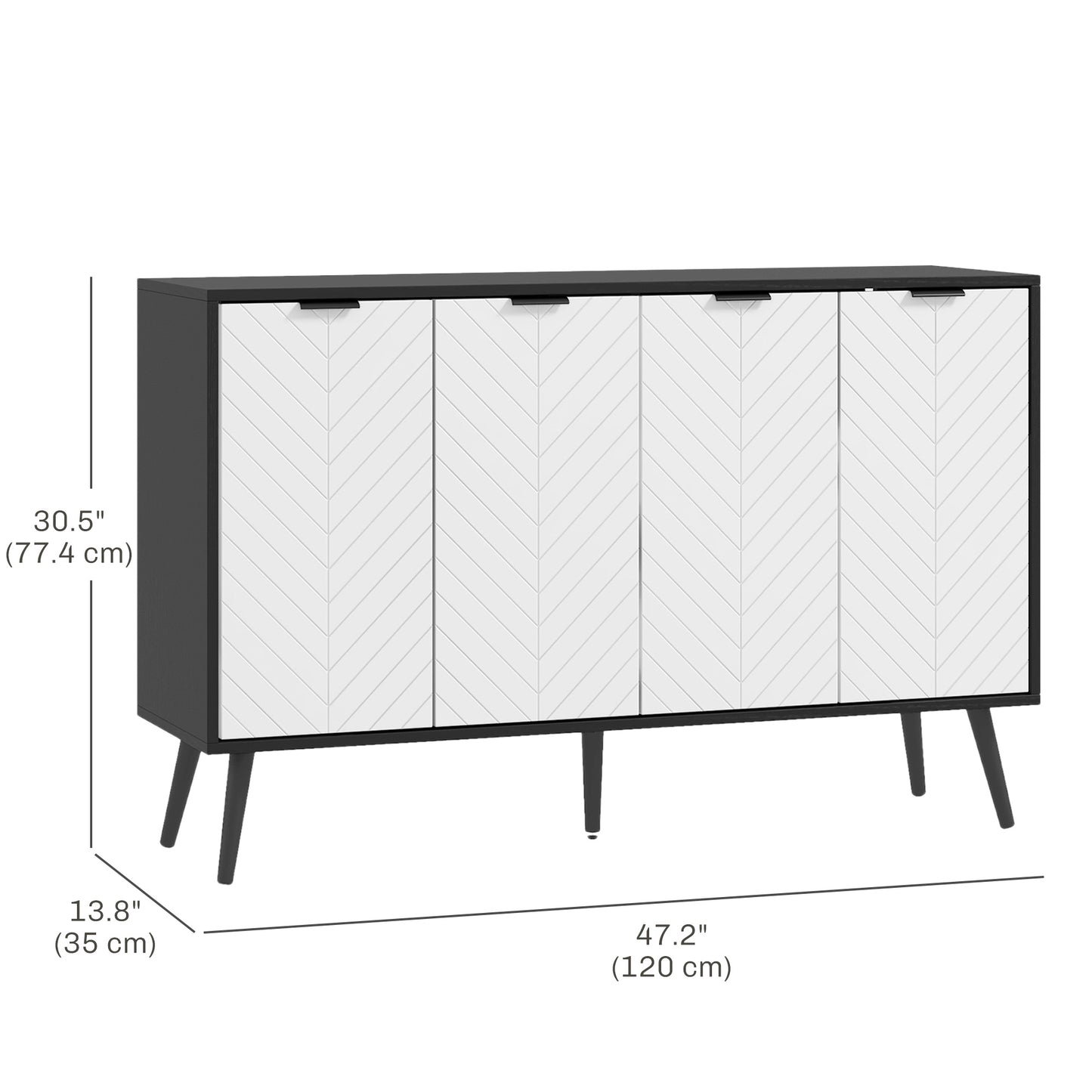 HOMCOM Modern Sideboard and Buffet, Dining Room Cabinet with Adjustable Shelves for Kitchen, Living Room, Natural