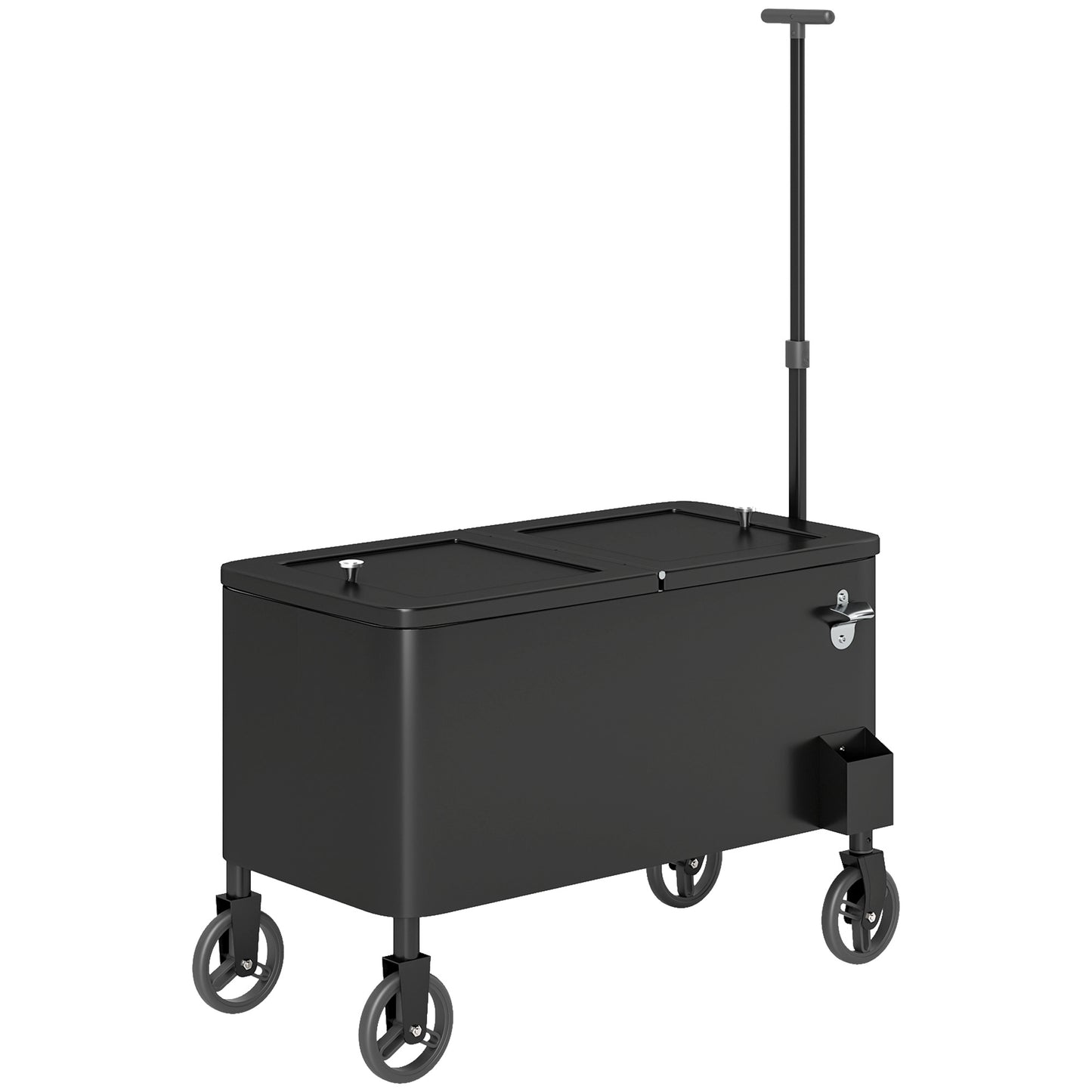 Outsunny 80-Qt Outdoor Patio Cooler Cart, Rolling Ice Chest with Adjustable Handle, Wheels, Bottle Opener, Drainage, Outdoor Beverage Cooler Bar Cart for Party BBQ Camping, Black