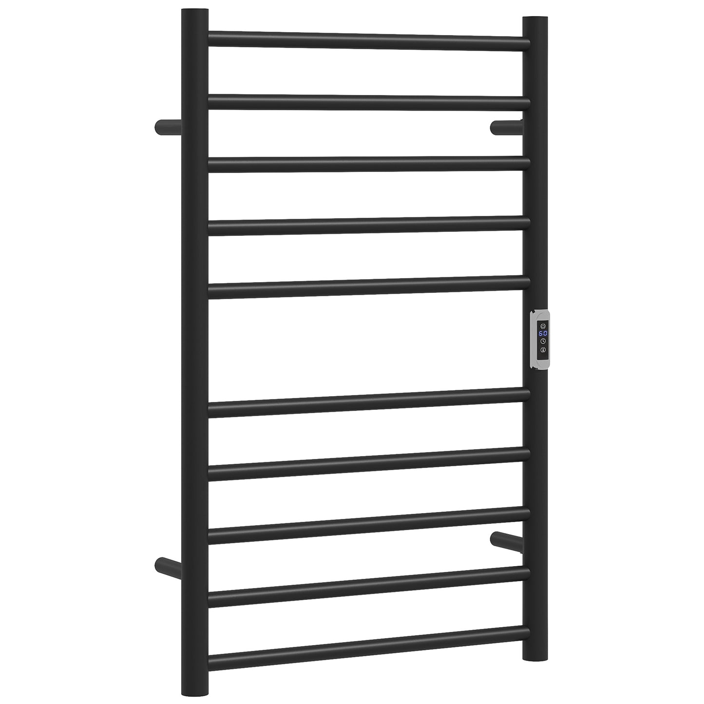 HOMCOM Wall Mounted Heated Towel Rack 10-Bar Electric Towel Warmer with Timer Adjustable Temperature Plug-in