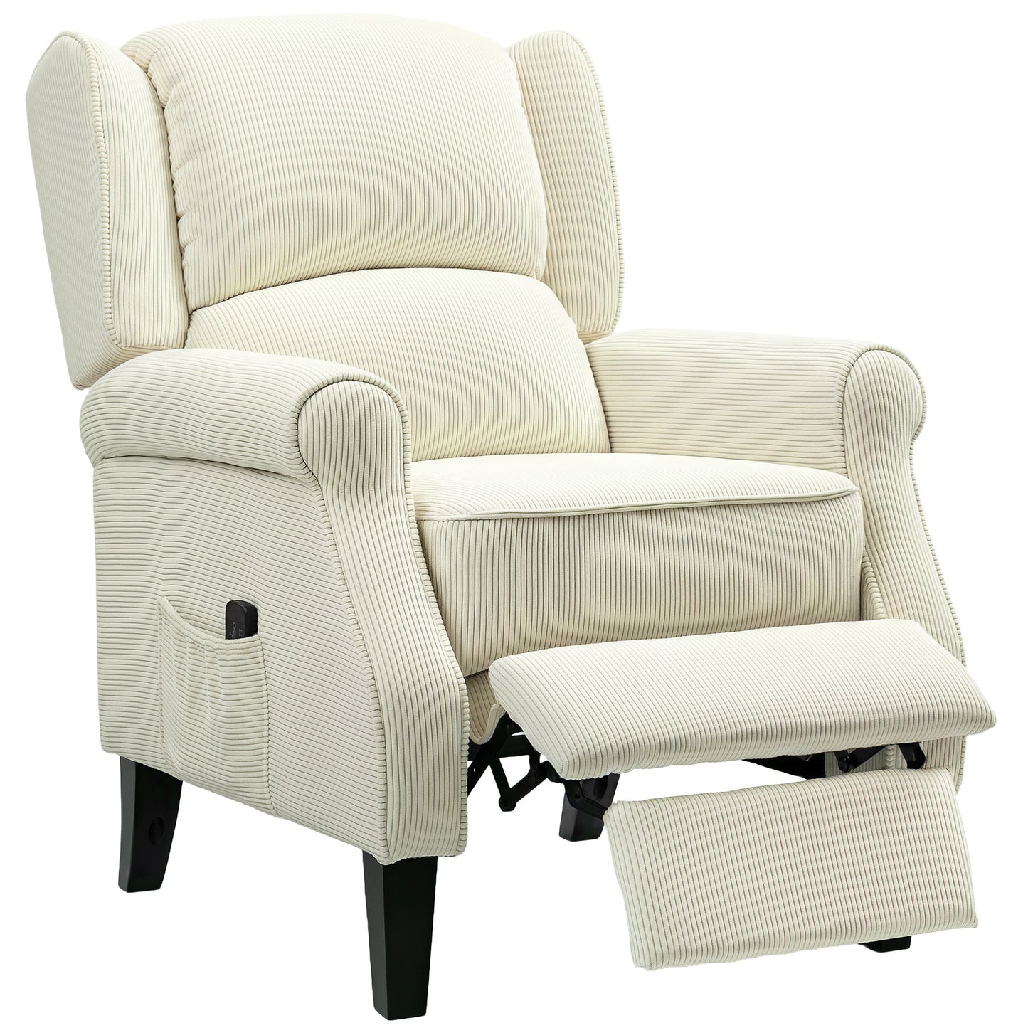 HOMCOM Push Back Recliner Chair, Vibration Massage Recliner for Living Room with Extendable Footrest, Remote, Pocket, Cream