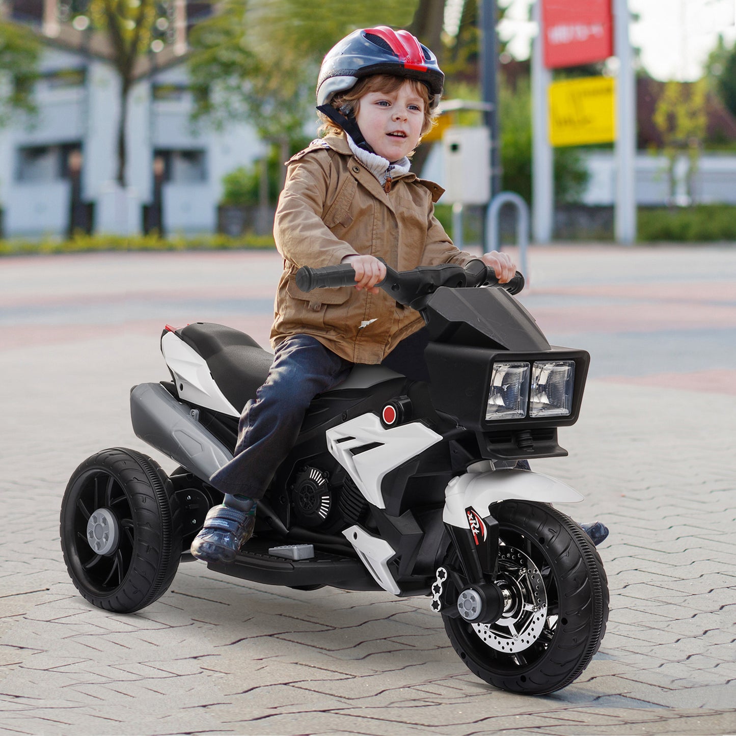 Aosom Kids Electric Pedal Motorcycle Ride-On Toy 6V Battery Powered w/ Music Horn Headlights Motorbike for Girls Boy Blue