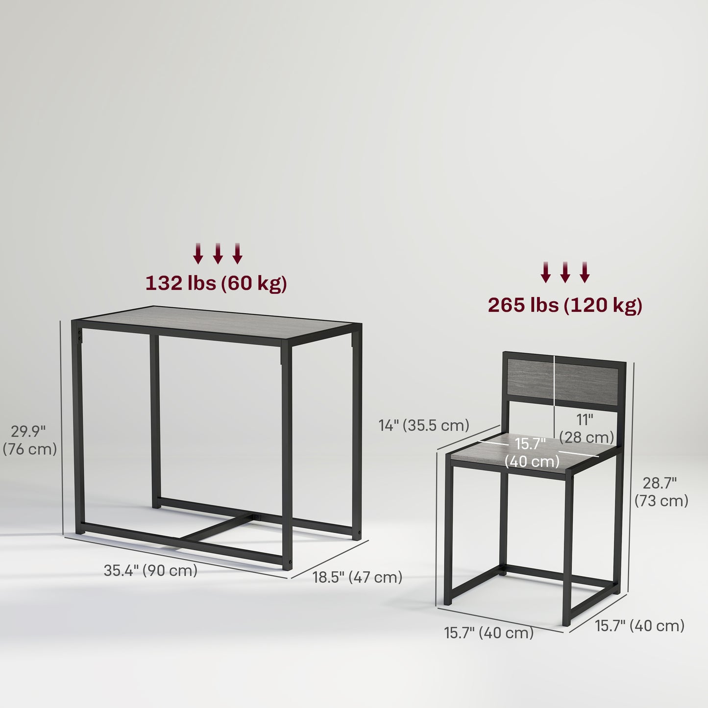HOMCOM Dining Table Set, Industrial Dining Set for 2, Kitchen Table and Chairs for Small Space, Dining Room Table with Chairs