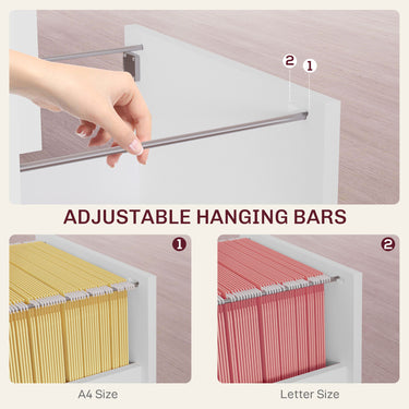 HOMCOM 2-Drawer Small Filing Cabinet Lockable Home Office Storage Cabinet with Adjustable Hanging Bars for A4 Letter Black