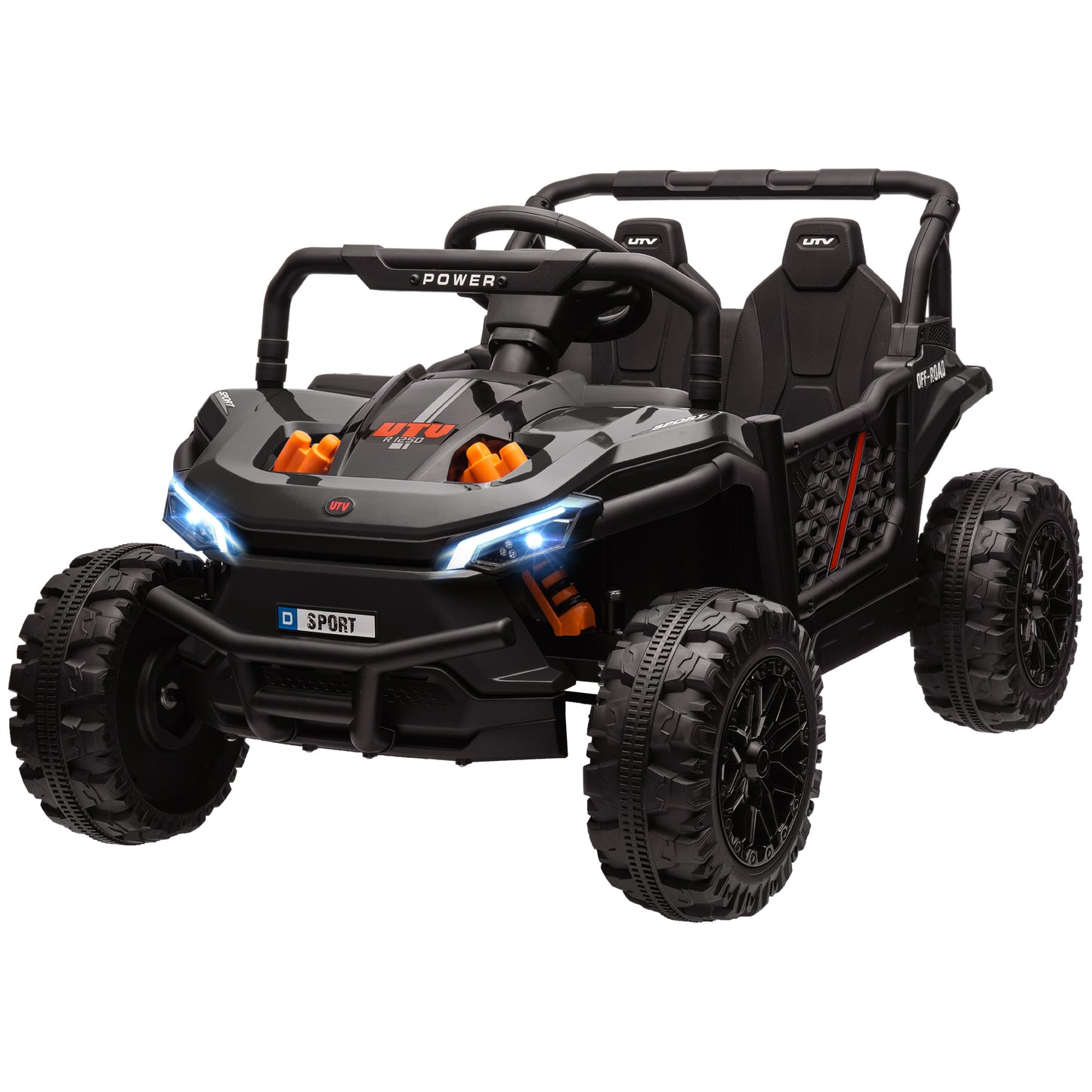 Qaba 12V Kids Ride On Car, Toy Truck with Remote Control, Spring Suspension, LED Headlights, 3 Speeds, Blue