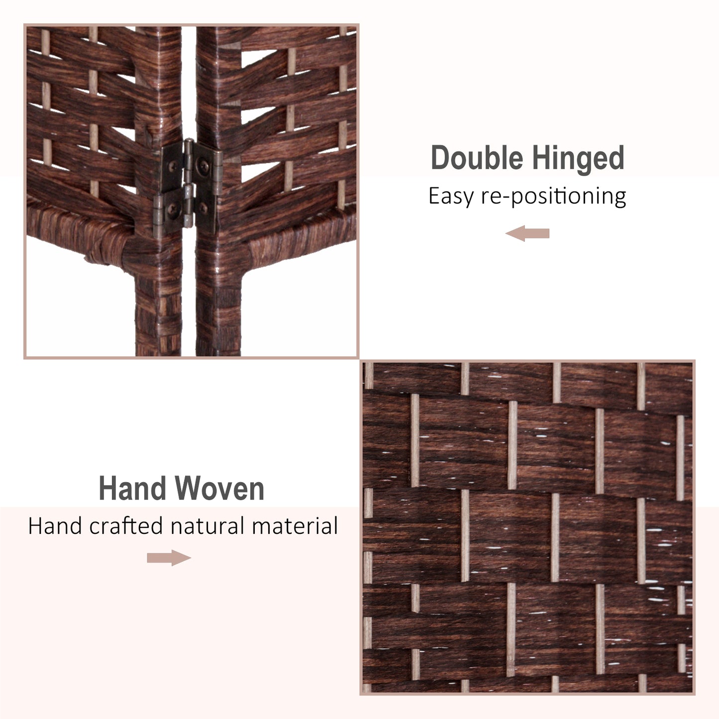 HOMCOM 6ft Folding Room Divider, 6 Panel Wall Partition with Wooden Frame for Bedroom, Home Office, Natural