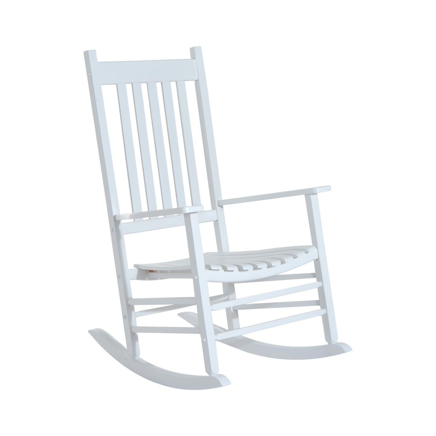 Outsunny Wooden Porch Rocking Chair Outdoor Patio Rocker Garden Single Leisure Reclining Seat Armchair Black