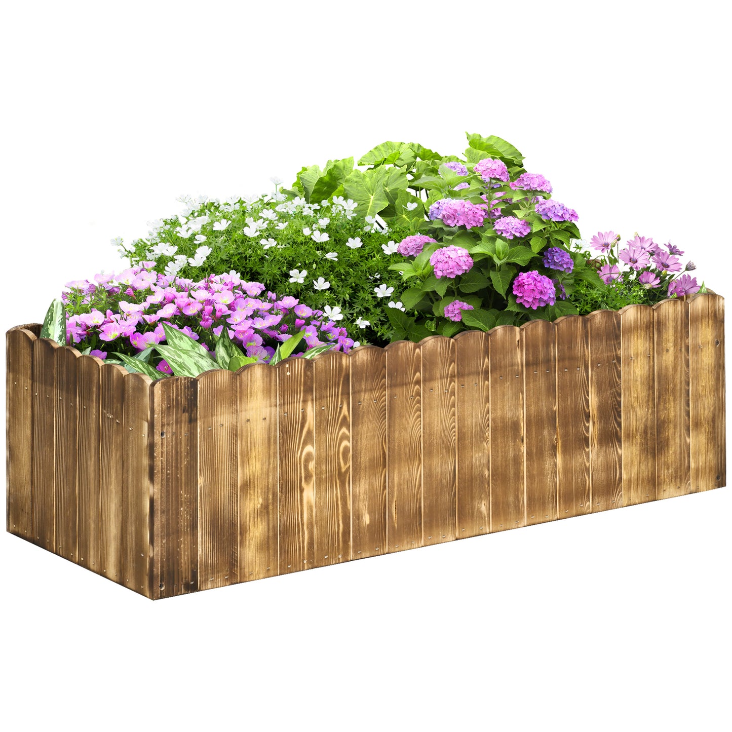 Outsunny 40" x 16" x 12" Wooden Raised Garden Bed, Raised Planter Box, Planter Raised Bed with Drainage Holes, Natural