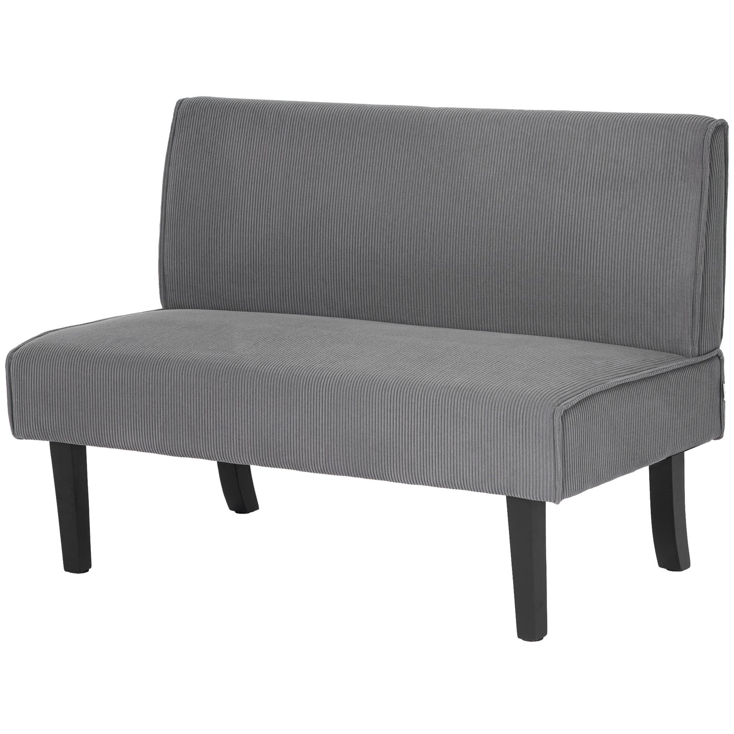 HOMCOM 46.5" Loveseat Couch with USB Ports, Corduroy Love Seat Sofa with Wood Legs for Living Room, Bedroom, Small Space, Grey