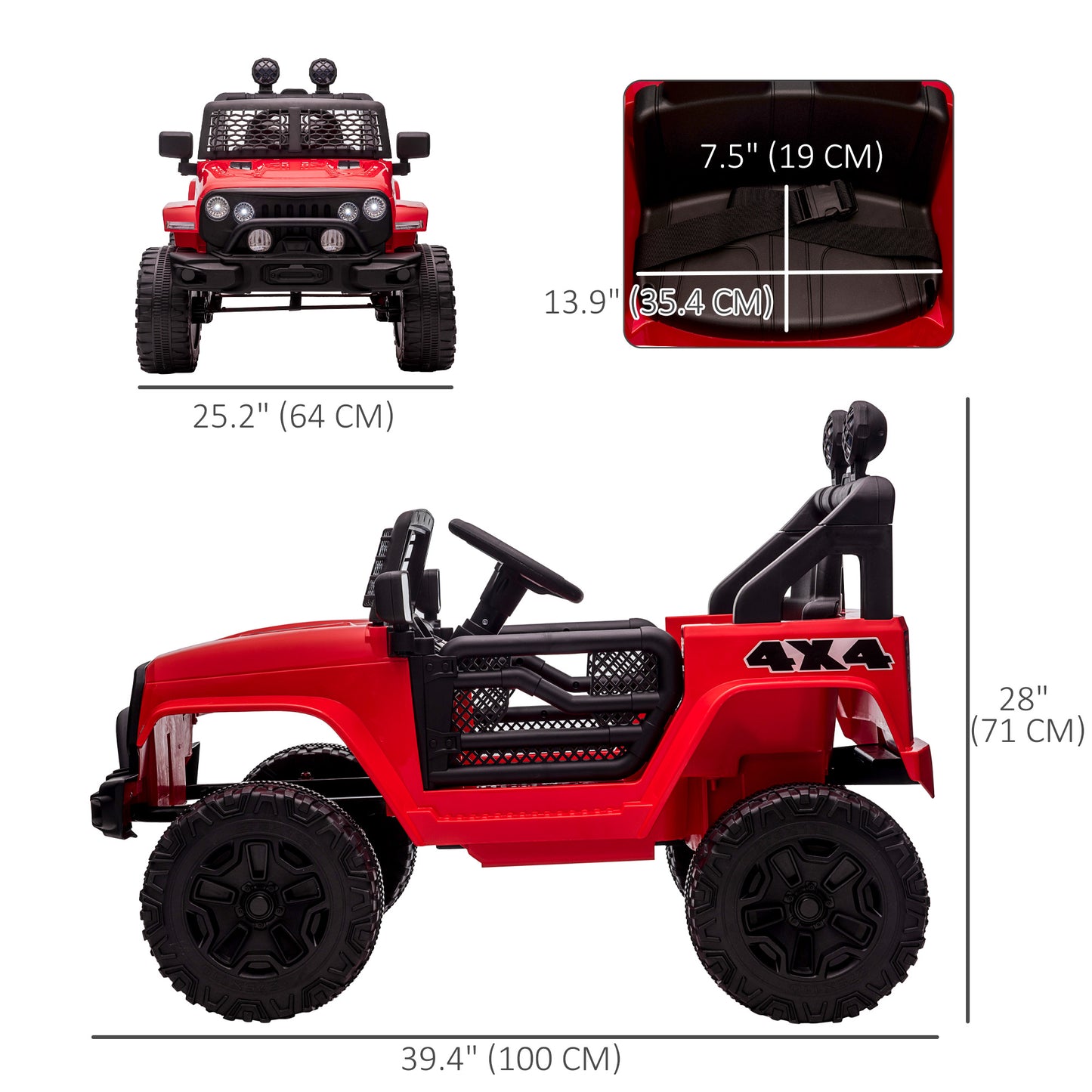 Aosom 12V Battery Powered Kids Ride On Car Off Road Truck Toy w/ Parent Remote, Black