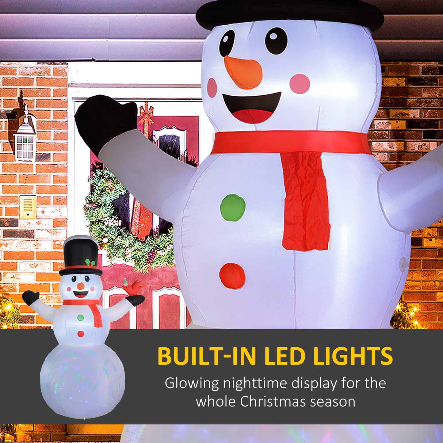 Outsunny 10FT Christmas Inflatable Archway, Outdoor Xmas Blow Up Santa Claus and Snowman Arch with Built-in LED Lights for Yard