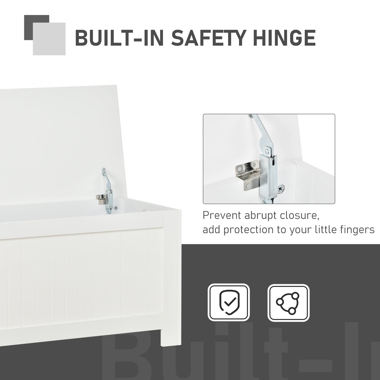 HOMCOM Large Storage Box Storage Trunk Cabinet Container with Lid and 2 Safety Hinges, White
