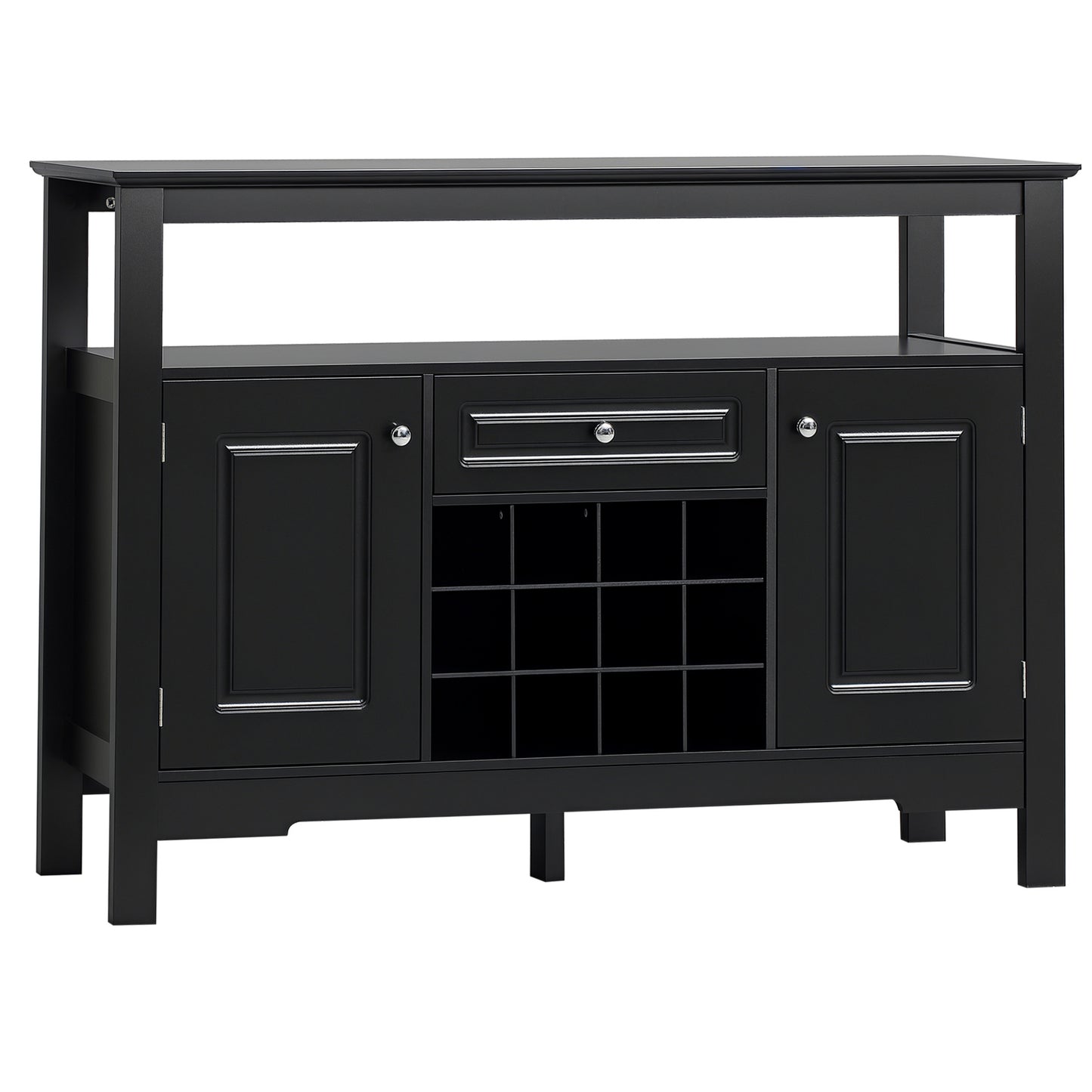 HOMCOM Modern Kitchen Buffet Bar Cabinet Storage Sideboard Dining Server with Drawer & 12-Bottle Wine Rack for Living Room, Espresso