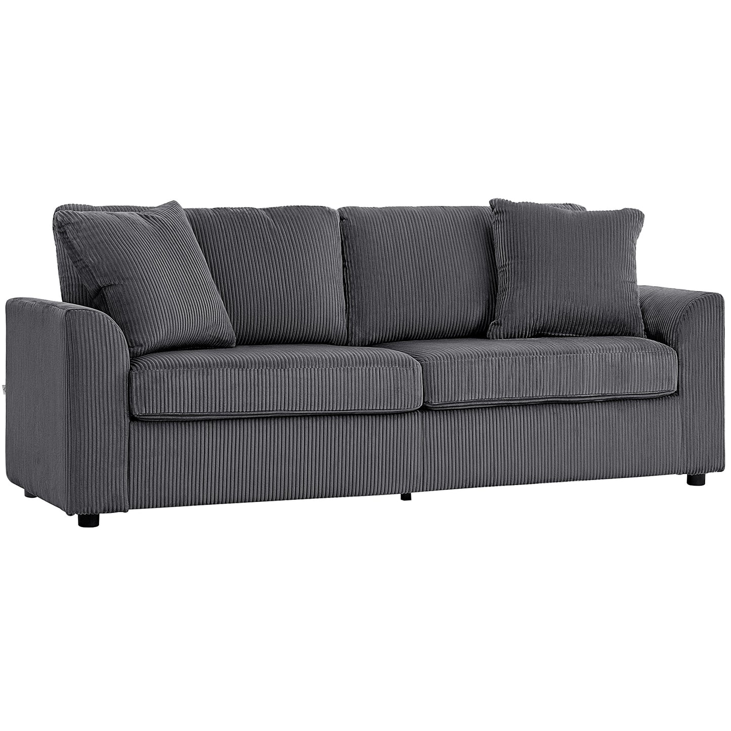 HOMCOM 3 Seater Sofa, 83.5" Modern Upholstered Couch with Pocket Spring and 2 Scatter Cushions for Living Room, Cream White