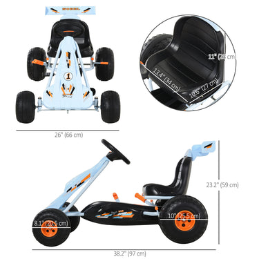 Aosom Pedal Powered Kids Go Kart Children 4 Wheel Ride on Car Cute Style with Adjustable Seat, Handbrake and Shift Lever Outdoor Racer Pedal Car for 3-6 years old Boys and Girls