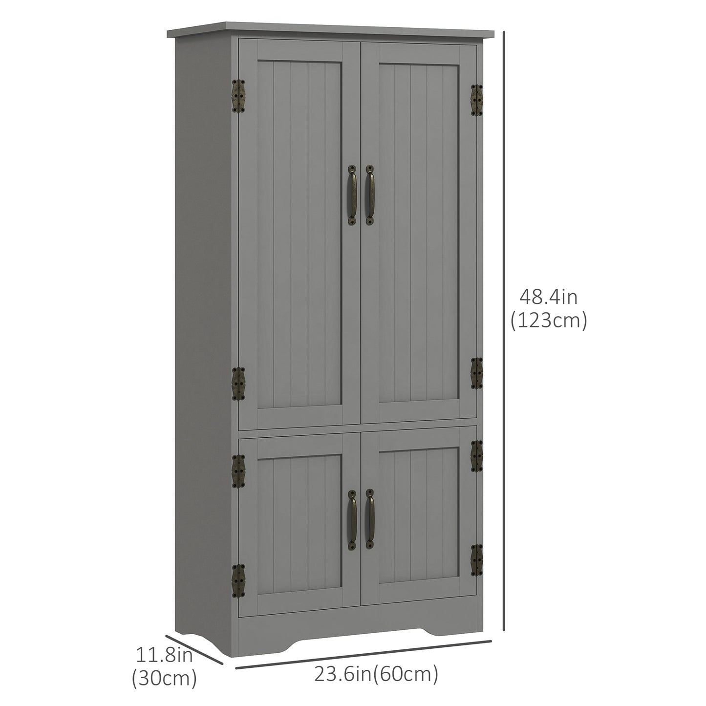 HOMCOM 48" 4-Door Storage Cabinet Multi-Storey Large Space Pantry with Adjustable Shelves Black