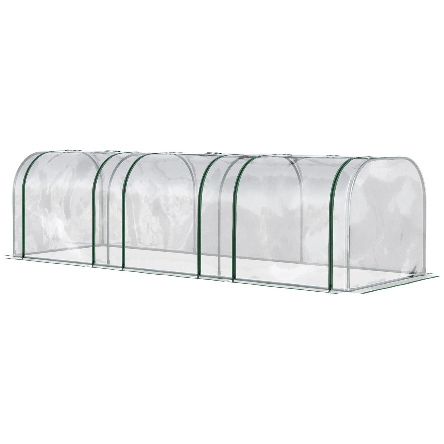 Outsunny 138"x39"x32" Transparent PVC Mini Tunnel Greenhouse Garden Green Grow Shed Portable Plant Flower Warm House Steel Frame Zipped Doors