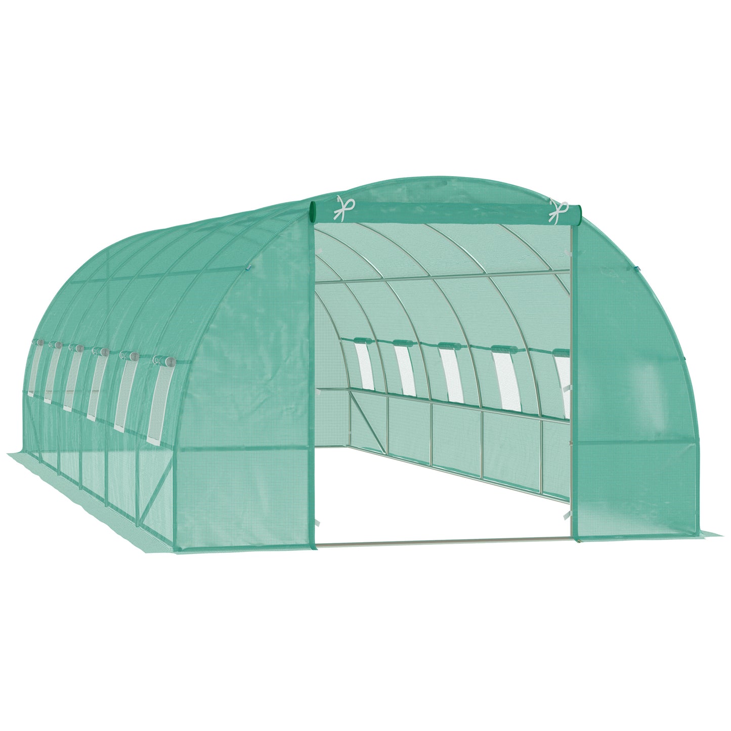 Outsunny Walk-in Greenhouse 20x10x7ft Heavy Duty Outdoor Backyard Seed Plant Vegetables Grow Warm House Green