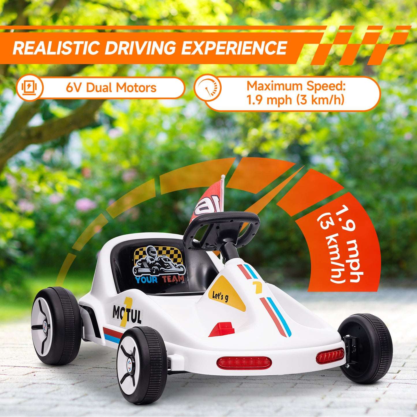 Qaba 6V Electric Go Kart for Aged 3-5 Kids with Music, Light, Horn, Blue
