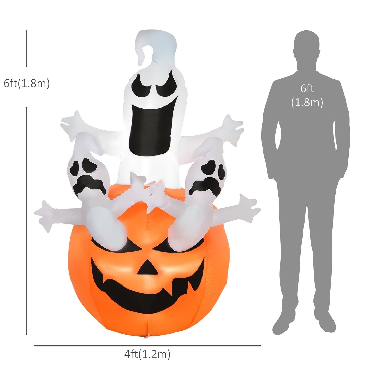 HOMCOM Inflatable Halloween Decoration Haunted Tree with Owl/Ghost/Pumpkins, Blow-Up Outdoor LED Display for Lawn, Garden, Party