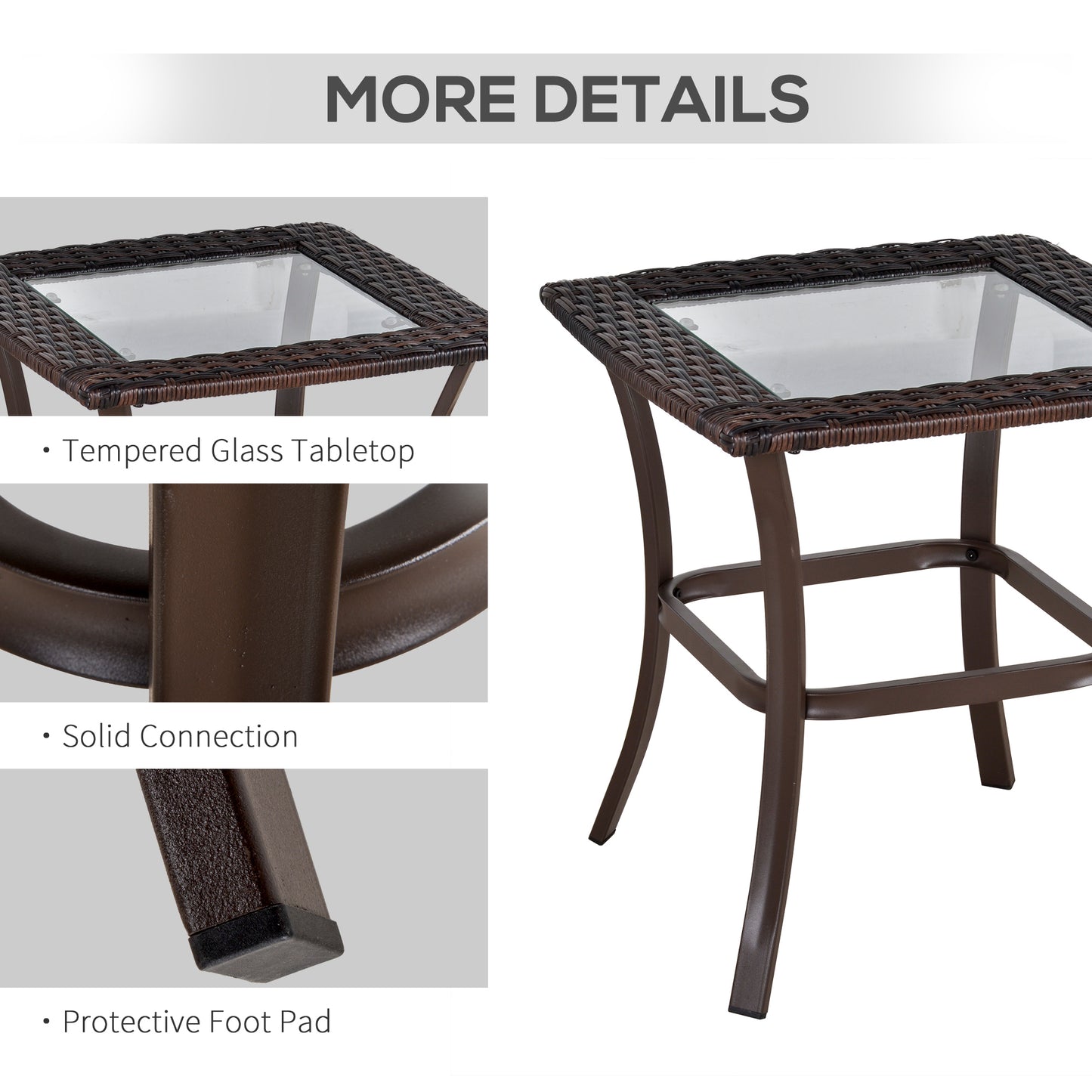 Outsunny 3 Pieces Patio Wicker Rocking Chair Set, Outdoor PE Rattan Bistro Set Conversation Rocker Set with 2 Chairs 1 Coffee Table for Backyard, Deck, Poolside, Dark Grey