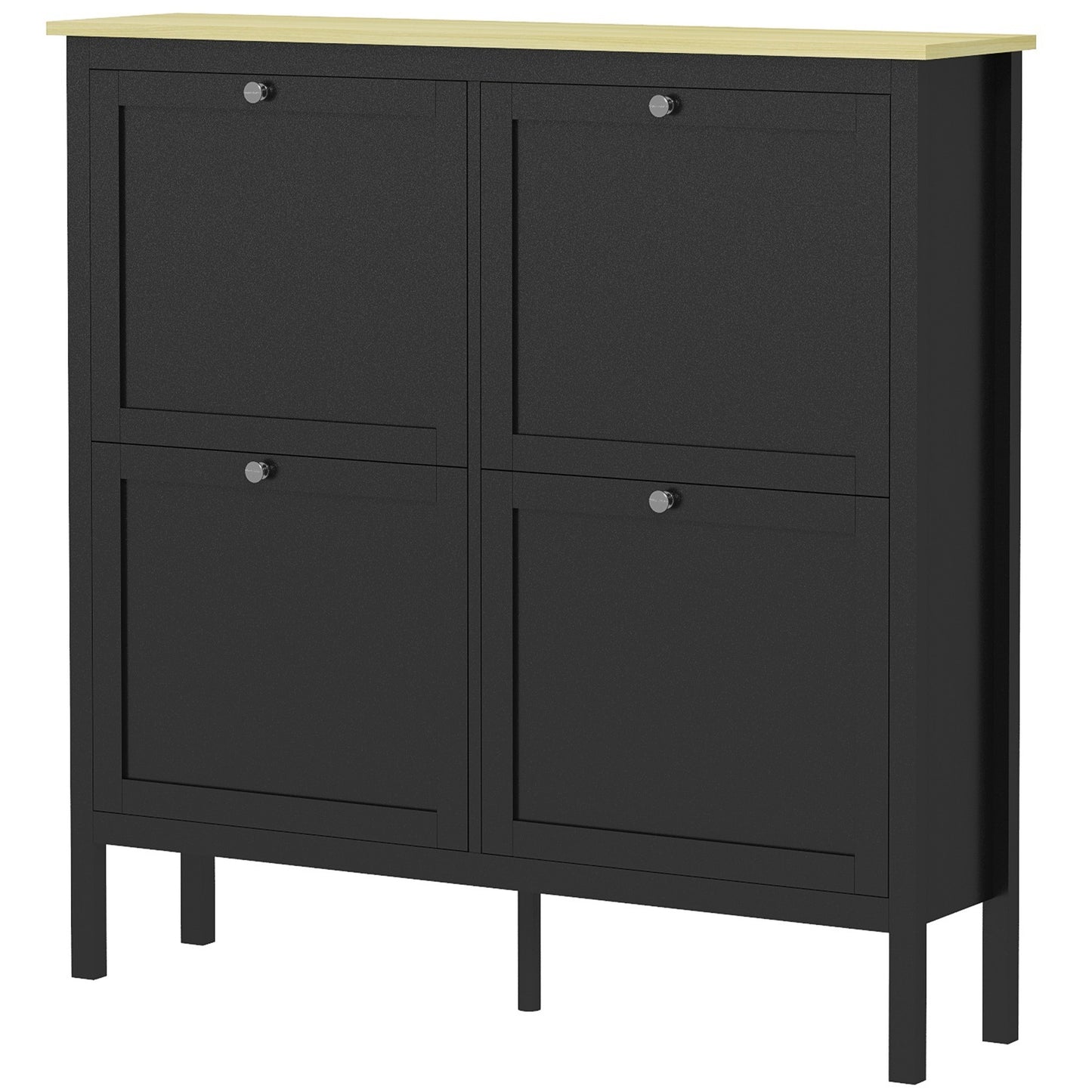 HOMCOM Entryway Shoe Storage Cabinet with 4 Flip Drawers, Adjustable Shelves, Narrow Shoe Cabinet for 20 Pairs of Shoes, White