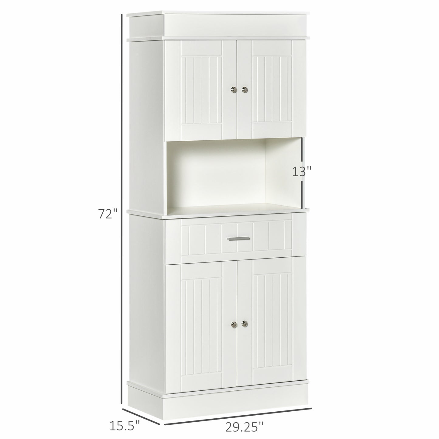 HOMCOM 72" Kitchen Pantry Cabinet, Freestanding Buffet with Hutch, Cupboard with Adjustable Shelf, Utility Drawer, 2 Door Cabinets and Countertop, Black Wood Grain