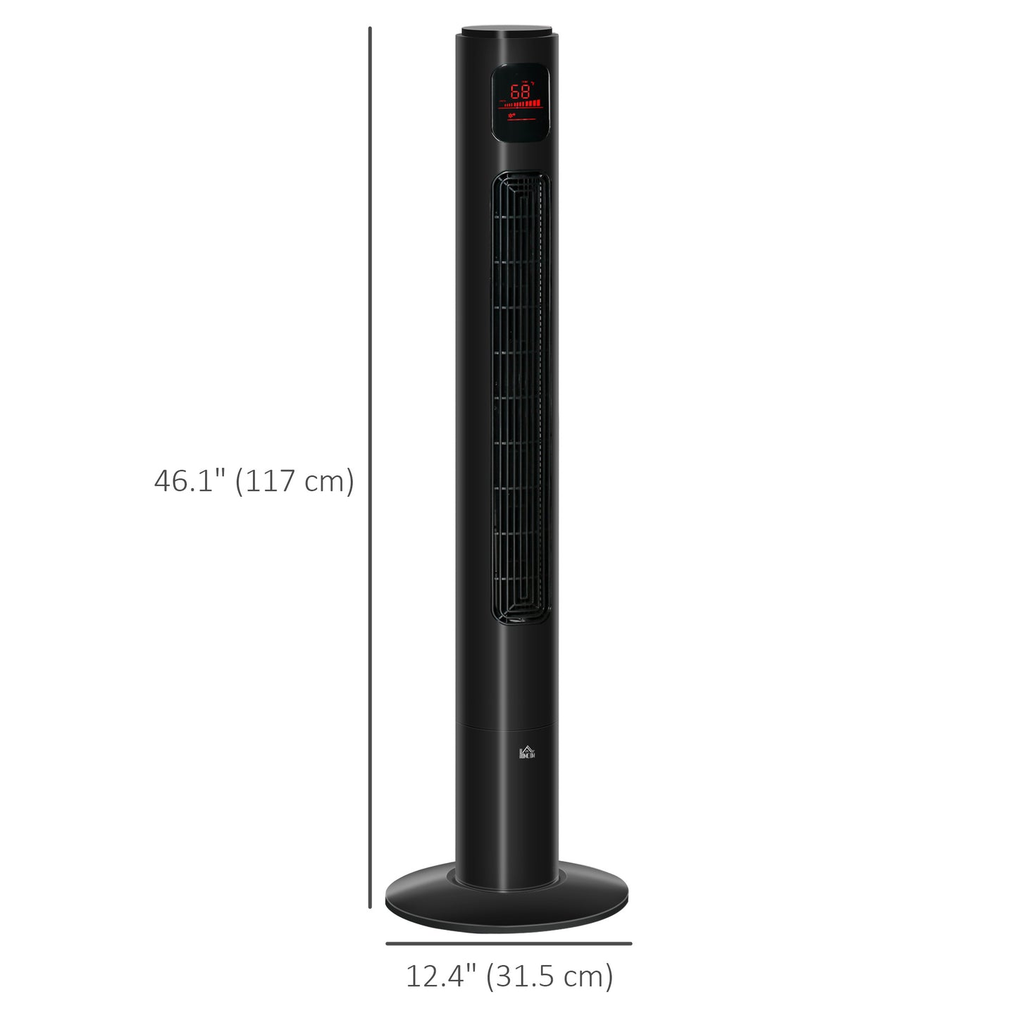 HOMCOM Freestanding Tower Fan Cooling for Home Bedroom with Oscillating, 3 Speed, 12h Timer, LED Sensor Panel, Remote Controller, White