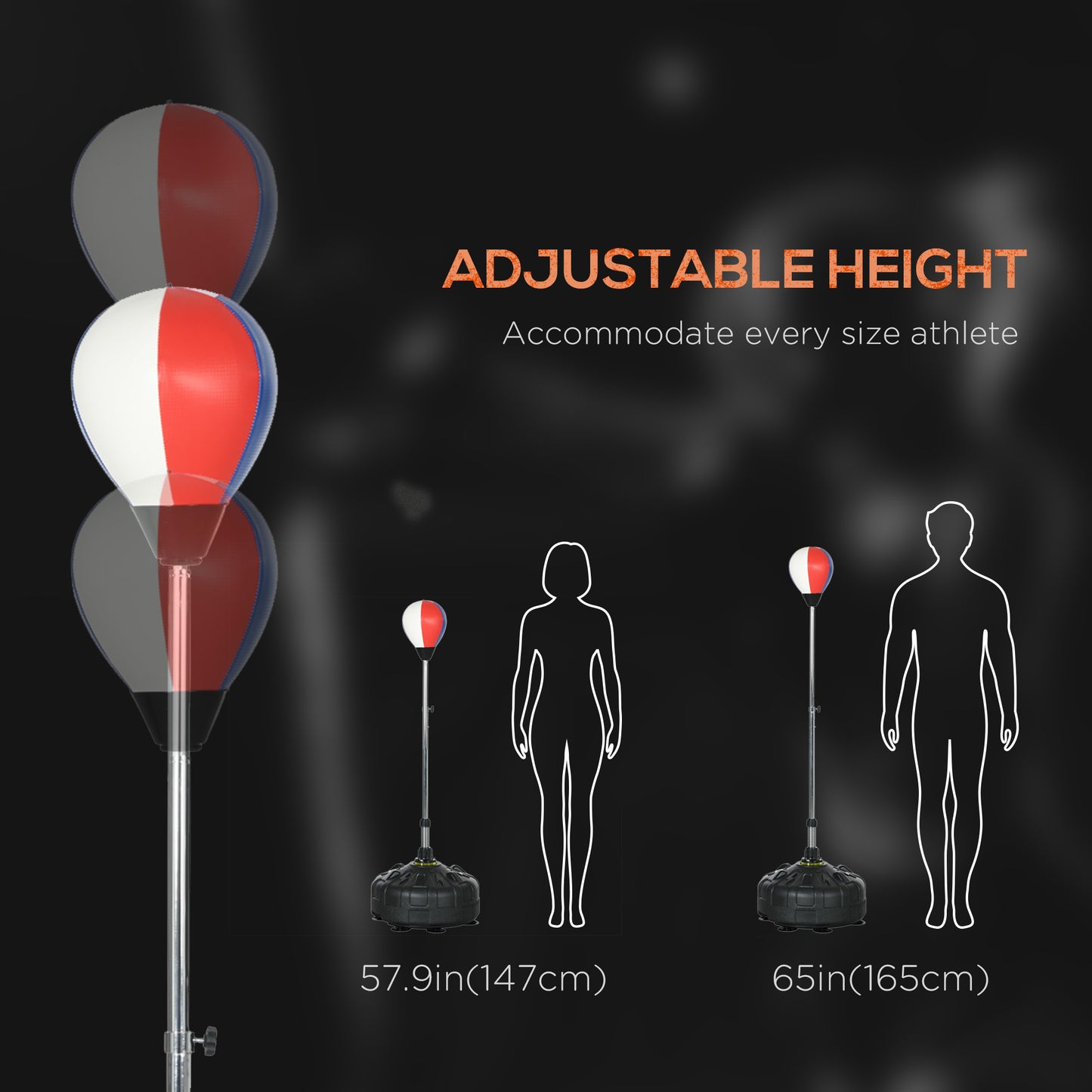 Soozier Adjustable Height Free Standing Boxing Bag Set with 6 Suction Cups and Boxing Gloves, for Exercise Training
