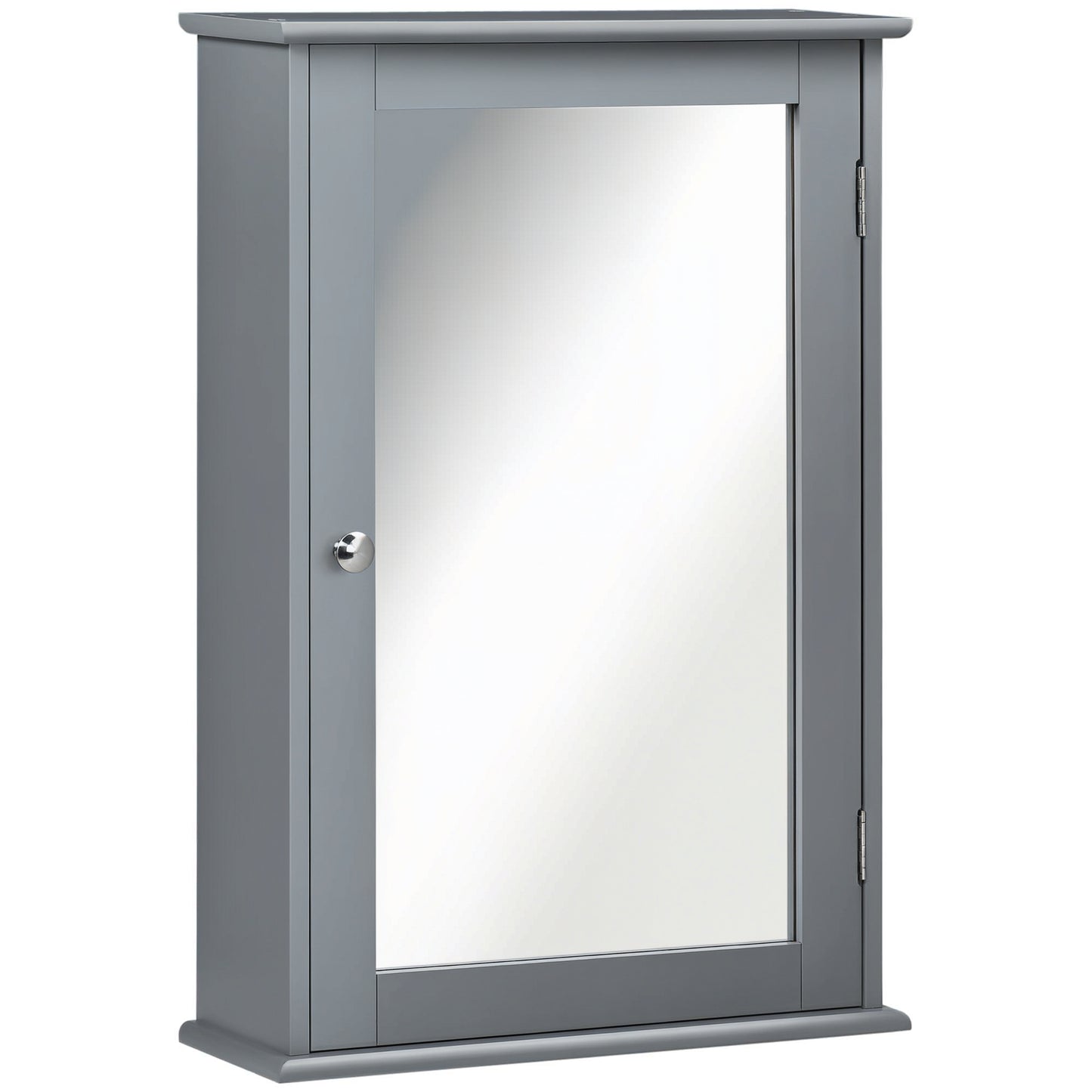 kleankin Bathroom Mirror Cabinet, Wall Mounted Medicine Cabinet with Door and Shelves, White
